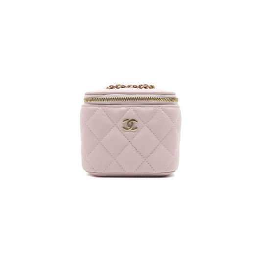Chanel Mini Vanity Classic With Chain Lilac Rose Clair Caviar Gold Hardware