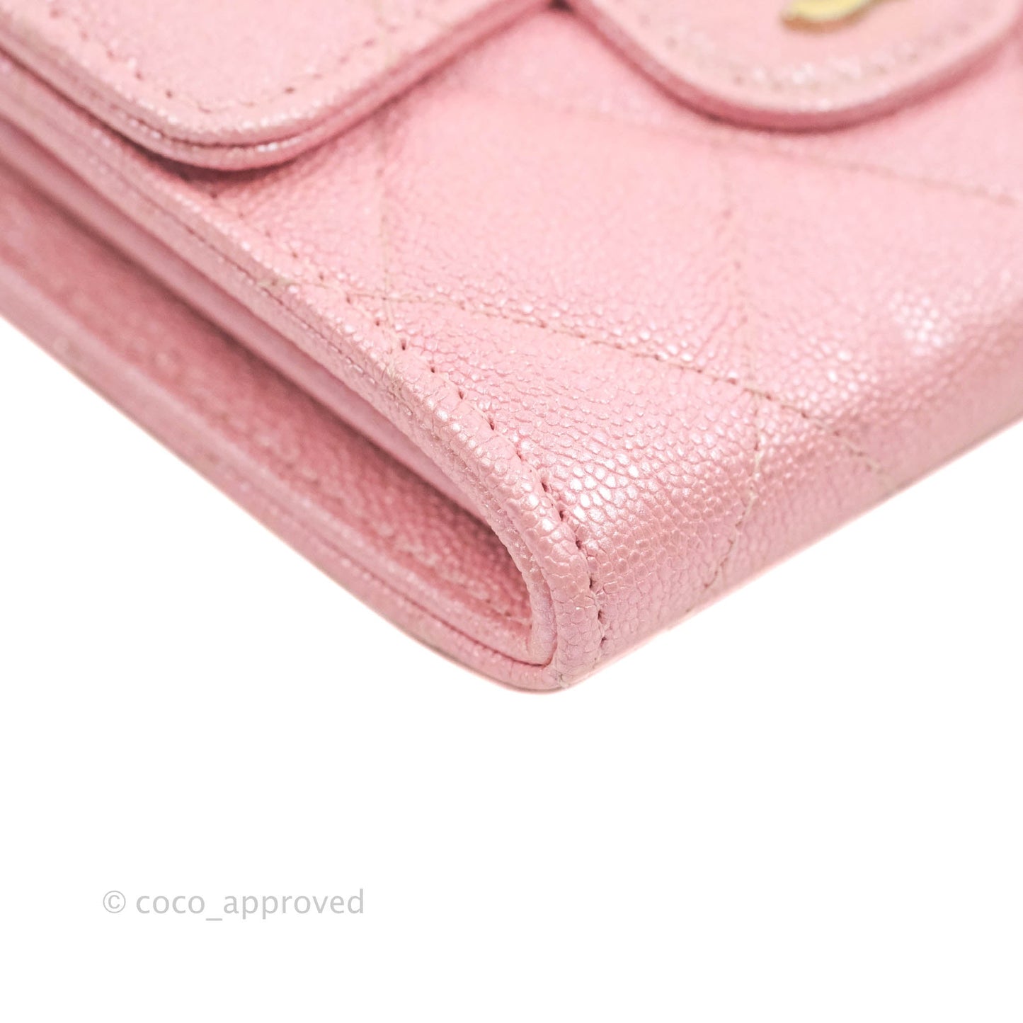 Chanel Mini Wallet With Chain Iridescent Pink Caviar Gold Hardware 19S