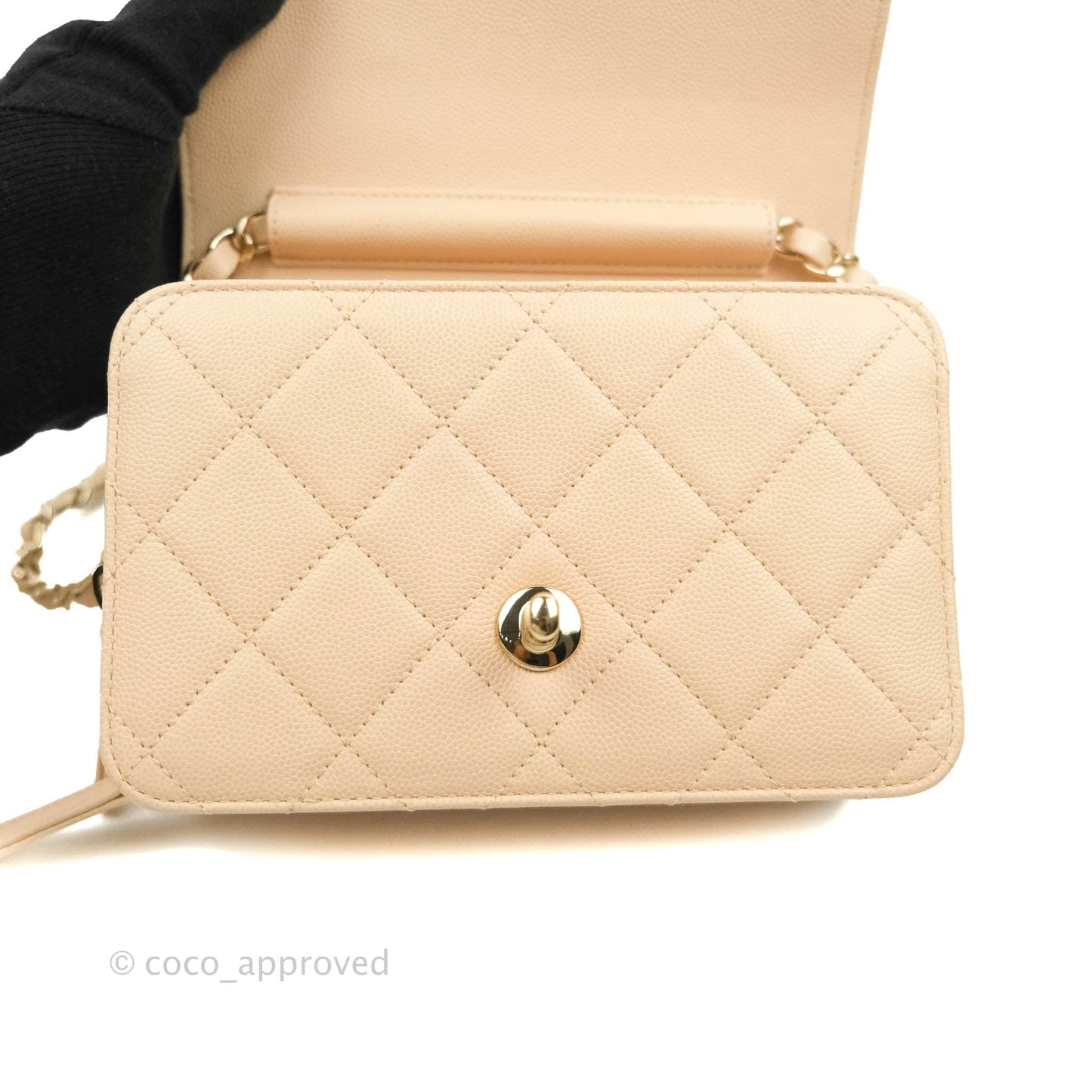 Chanel Quilted Small Like The Wallet Flap Light Beige Caviar Light Gold Hardware 22C