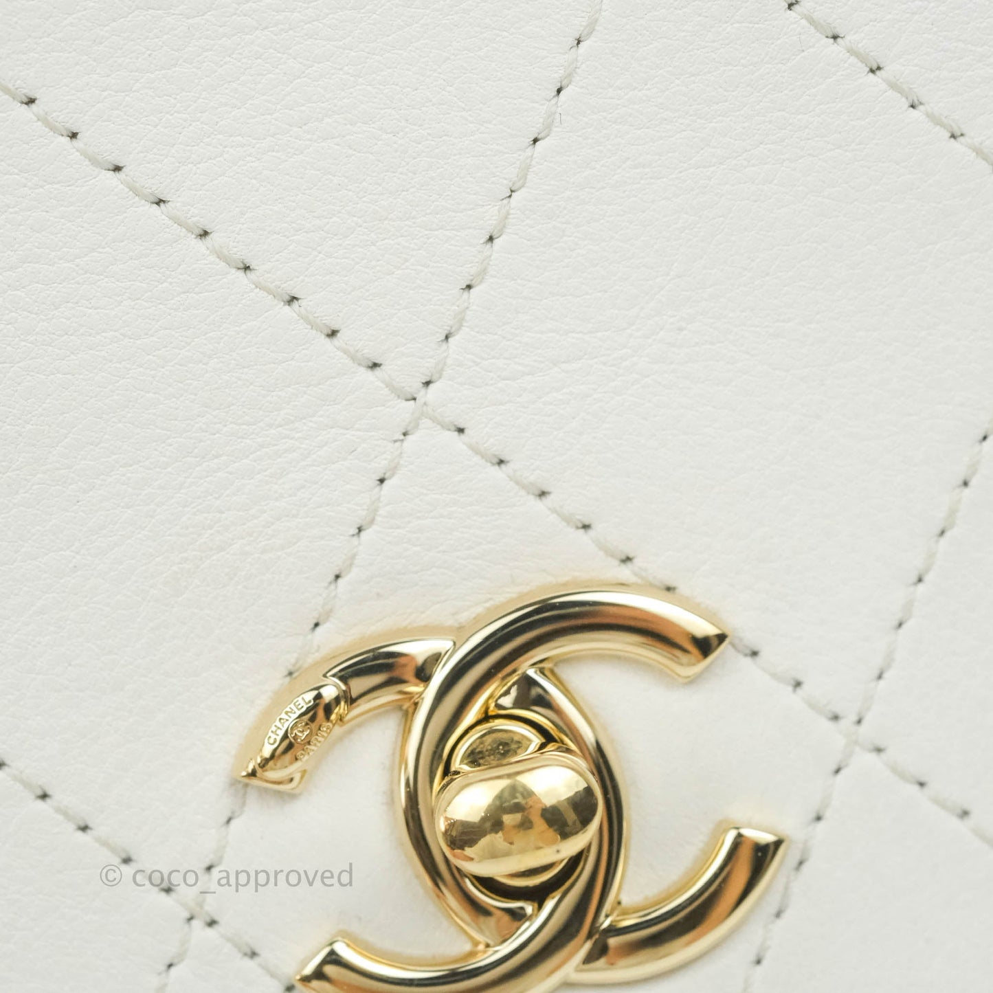 Chanel Flap Bag White Calfskin Gold Hardware 19S