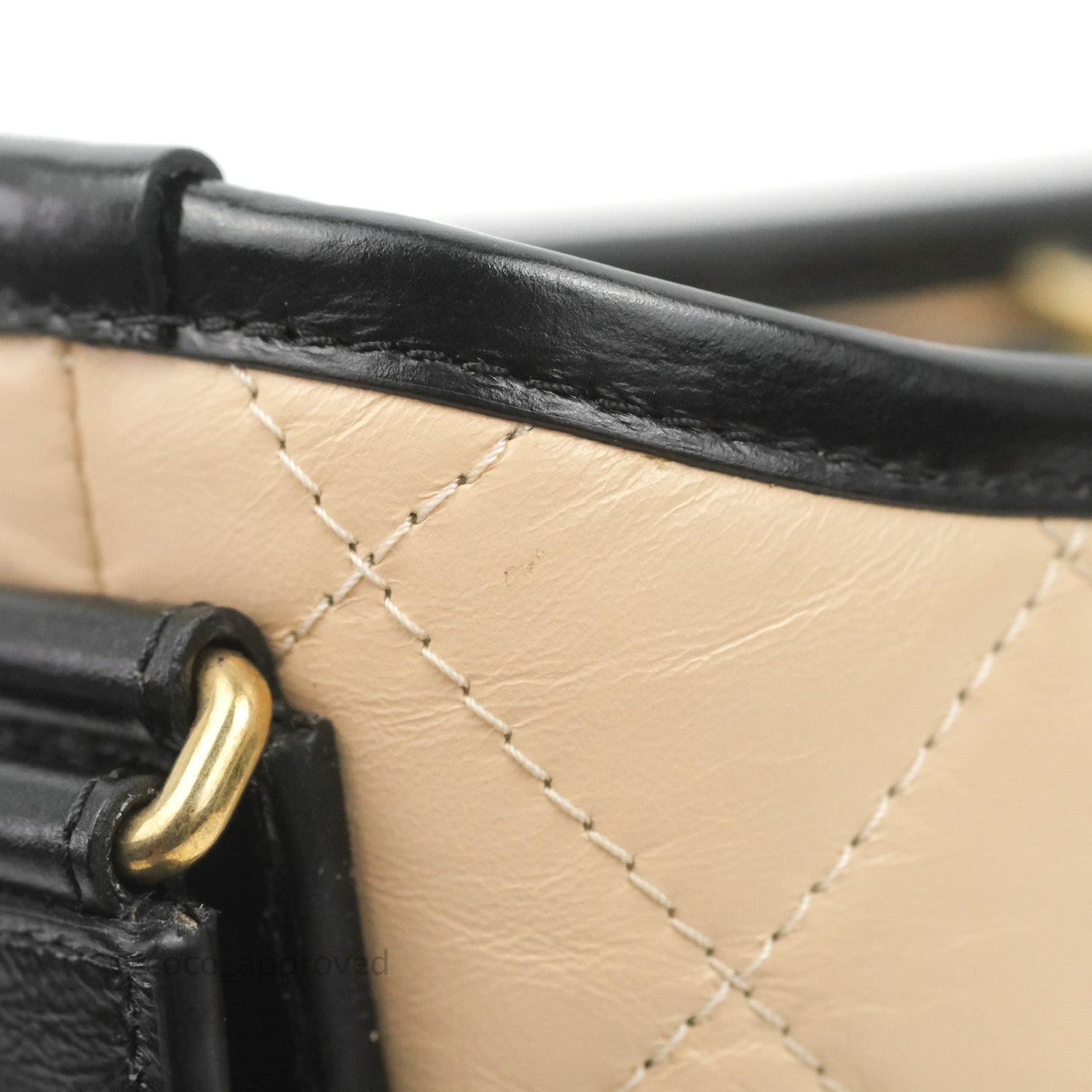 Chanel Quilted Small Gabrielle Hobo Black Beige Aged Calfskin