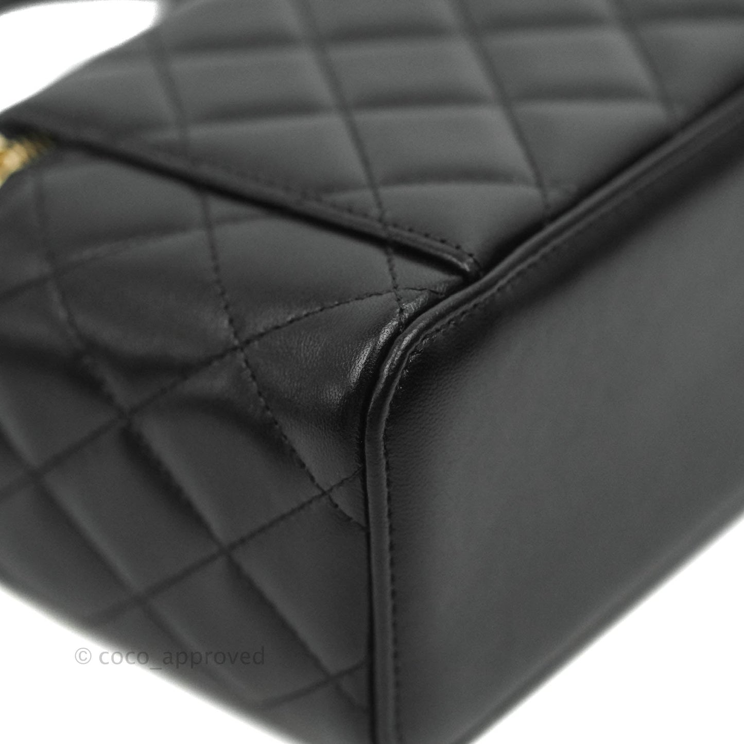 Chanel Vanity Rectangular Top Handle Black Lambskin Gold Hardware