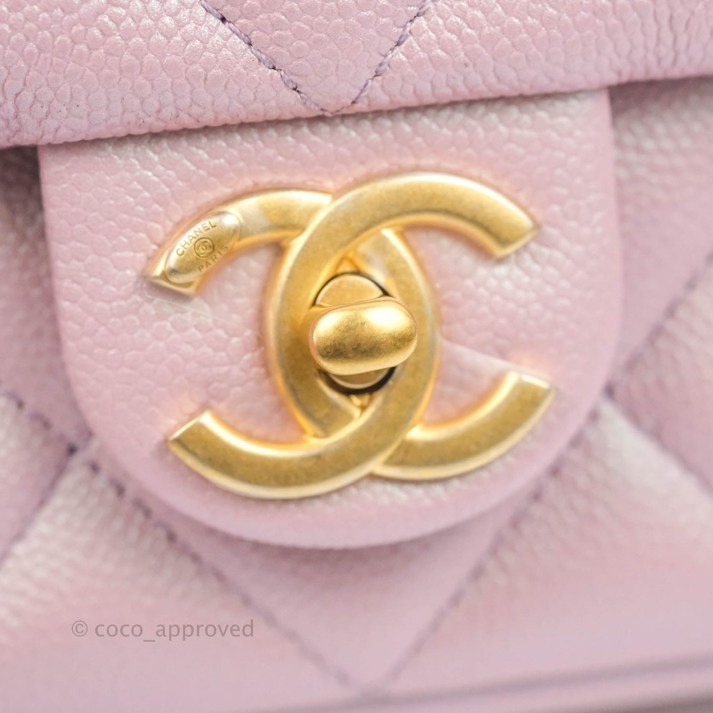 Chanel Quilted My Perfect Mini Iridescent Pink Caviar Aged Gold Hardware 21K