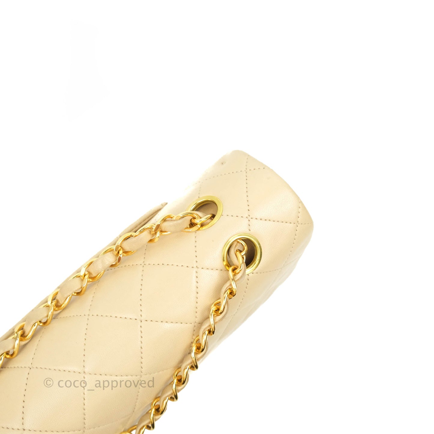 Chanel Vintage Classic M/L Medium Double Flap Bag Beige Lambskin 24K Gold Hardware