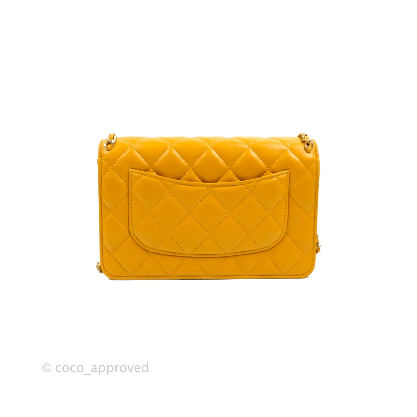 Chanel Quilted Classic Chain Around WOC Yellow Lambskin Aged Gold Hardware