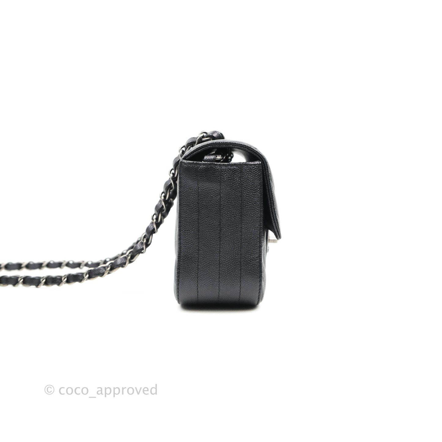 Chanel Chevron Mini Rectangular Flap Iridescent Black Caviar Ruthenium Hardware 17B
