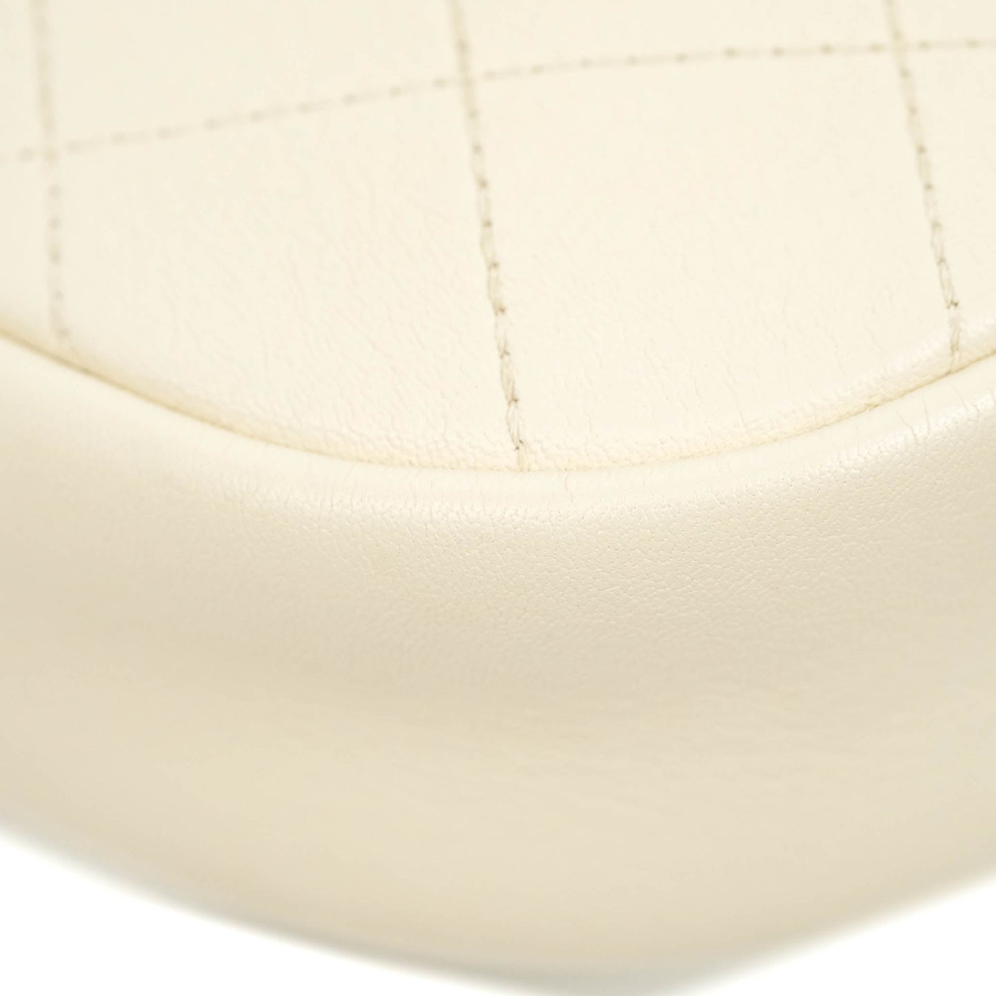 Chanel Flat Quilted Mini Flap Bag Ivory Calfskin Gold Hardware