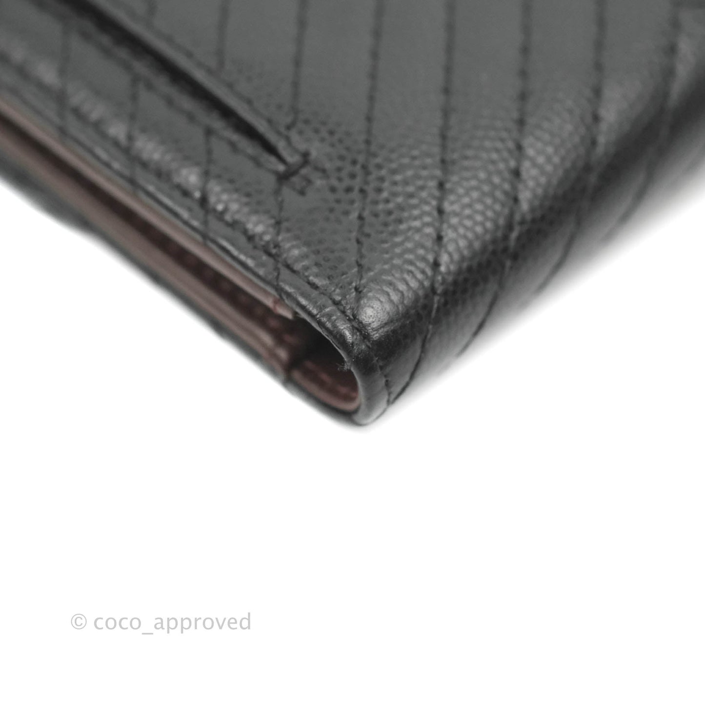 Chanel Classic Flap Chevron Wallet Black Caviar Silver Hardware