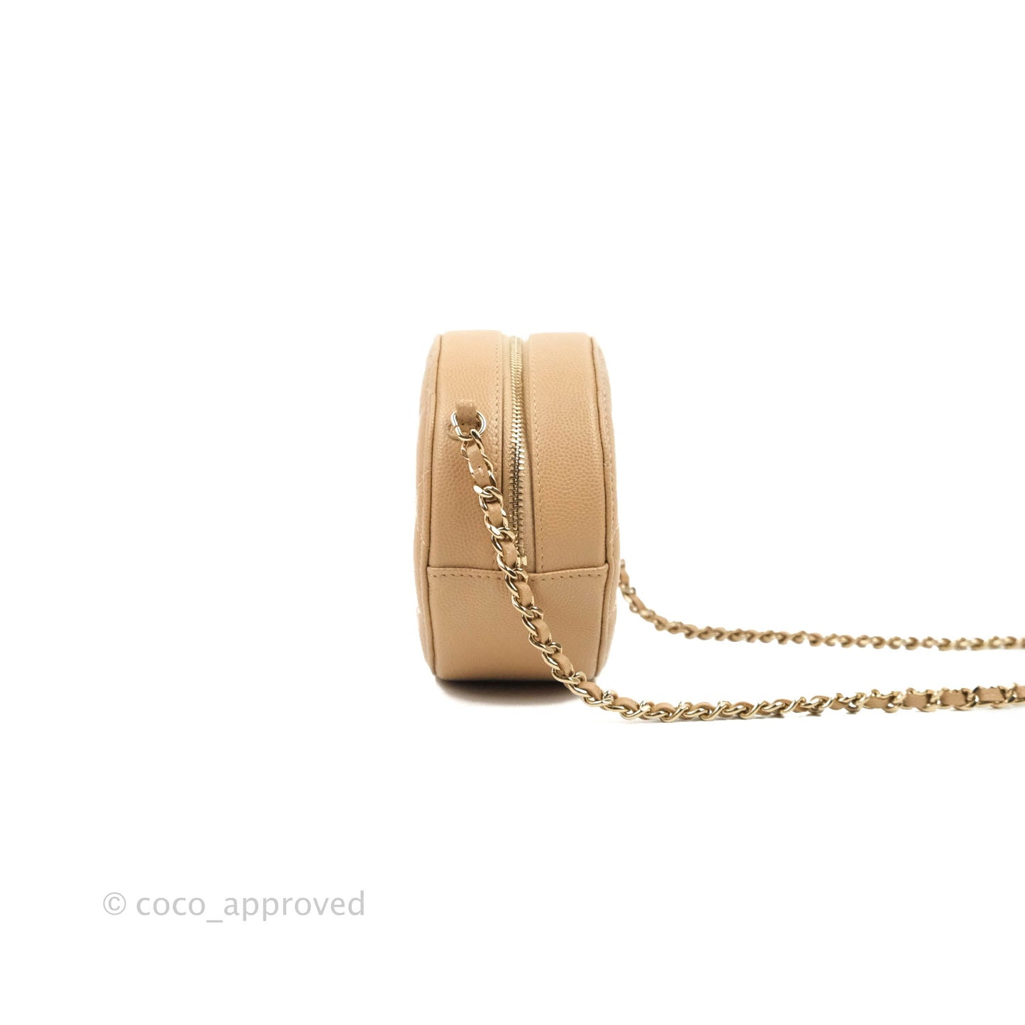 Chanel Round Circle Bag Dark Beige Caviar Light Gold Hardware