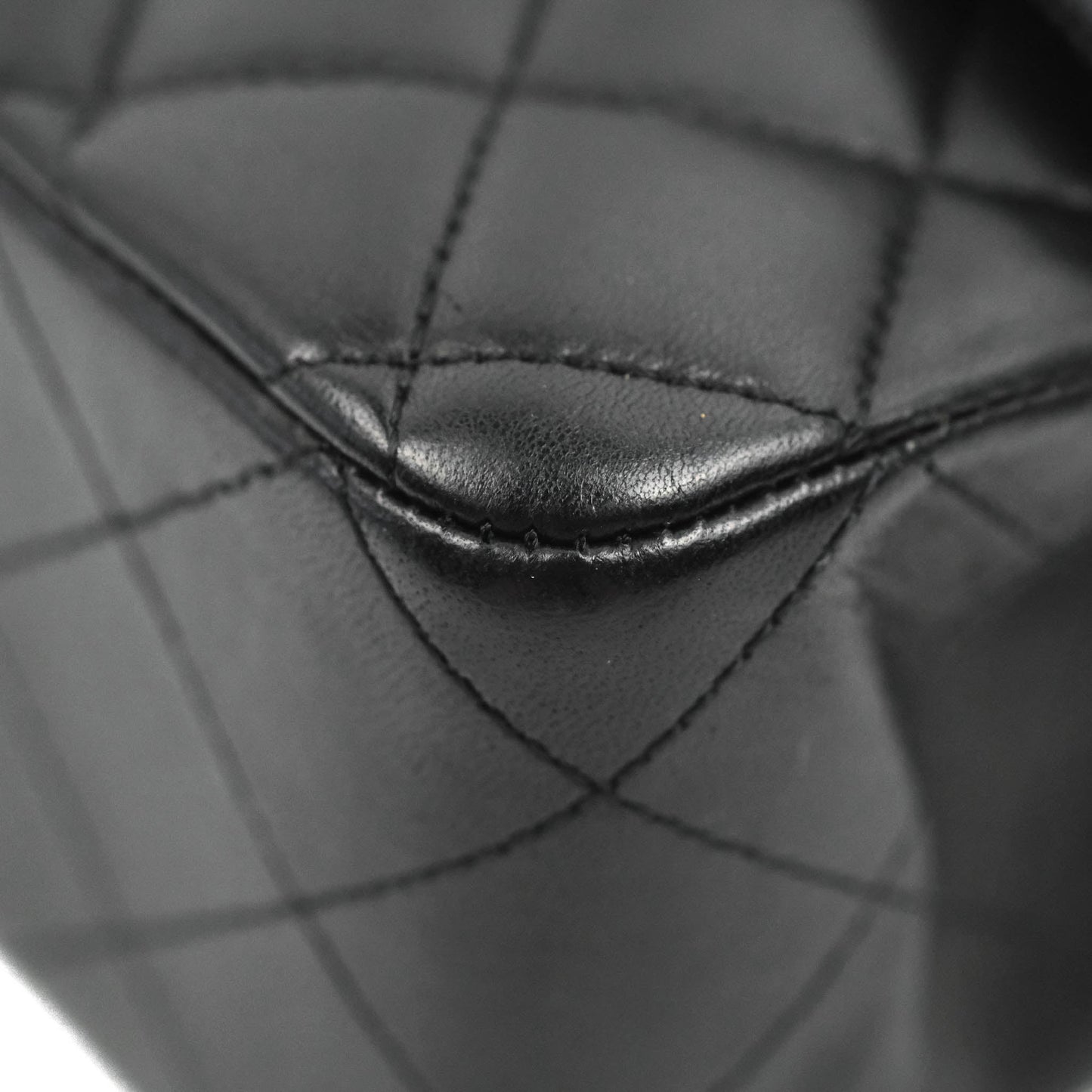 Chanel Classic M/L Medium Flap Quilted Black Lambskin Silver Hardware