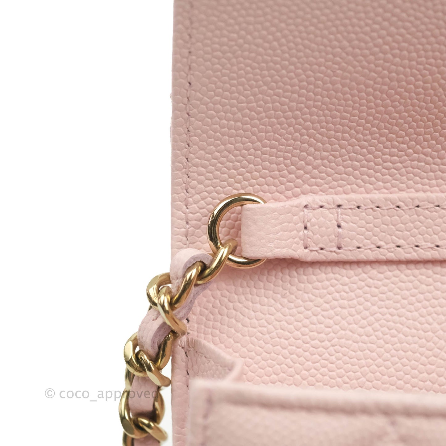 Chanel Mini Wallet With Chain Light Pink Caviar Gold Hardware