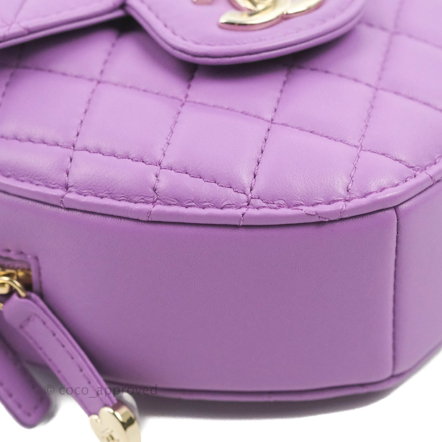 Chanel Large Heart Bag Purple Lambskin Gold Hardware 22S
