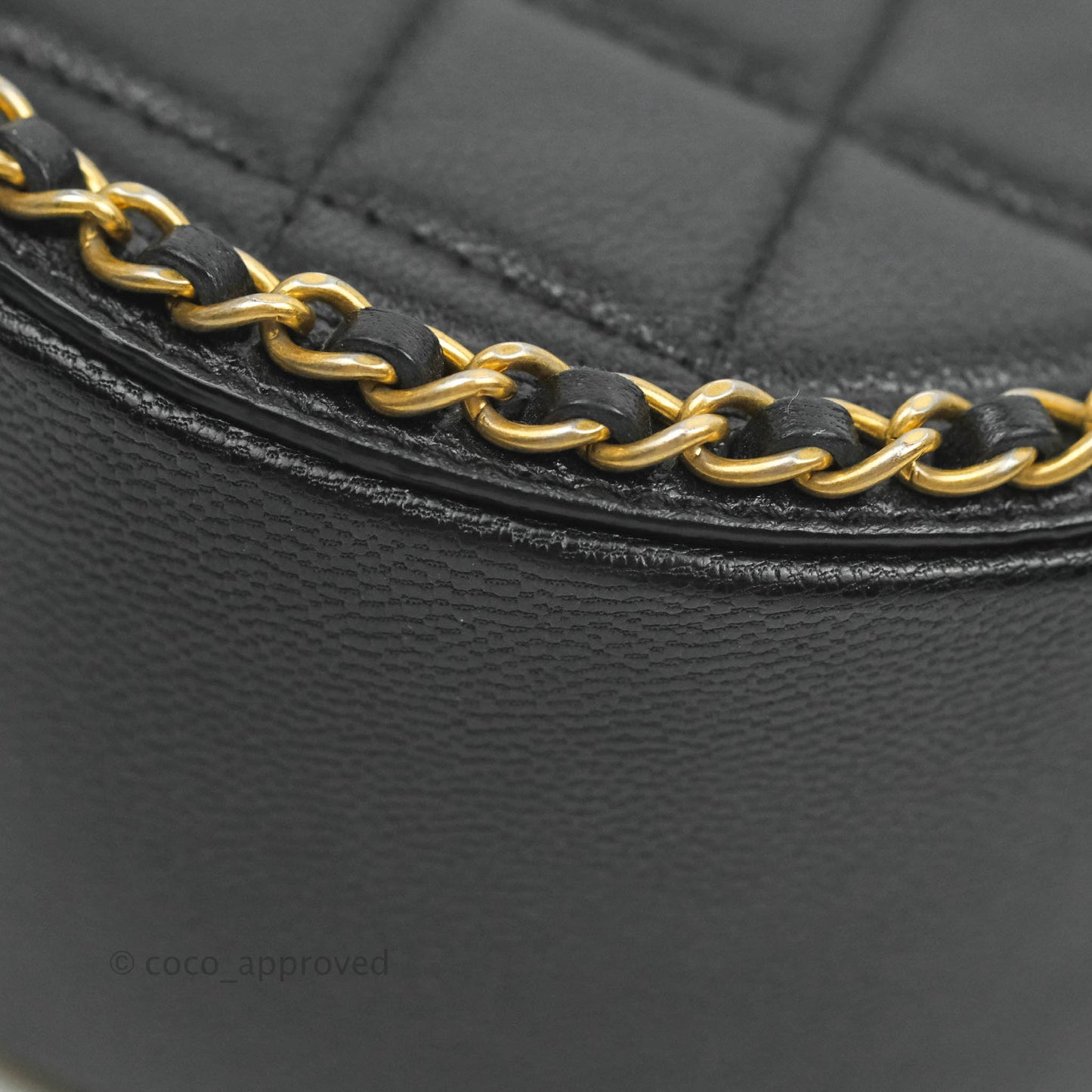 Chanel Quilted Filigree Chain Around Circle Bag Black Lambskin Aged Gold Hardware