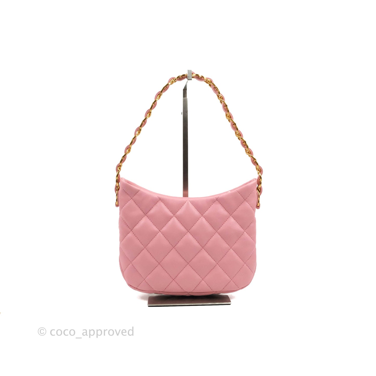 Chanel Quilted CC Chain Hobo Bag Pink Lambskin Aged Gold Hardware