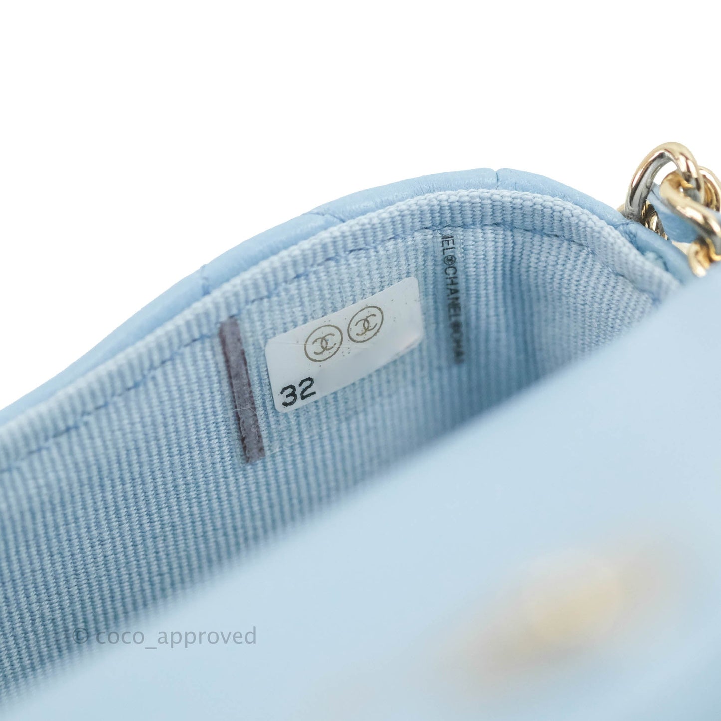 Chanel Mini Clutch With Chain Blue Lambskin Gold Hardware