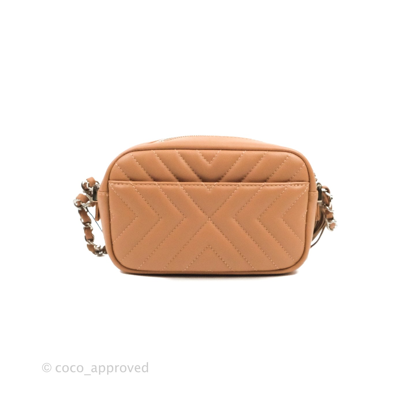 Chanel Chevron Camera Case Calfskin Dark Beige