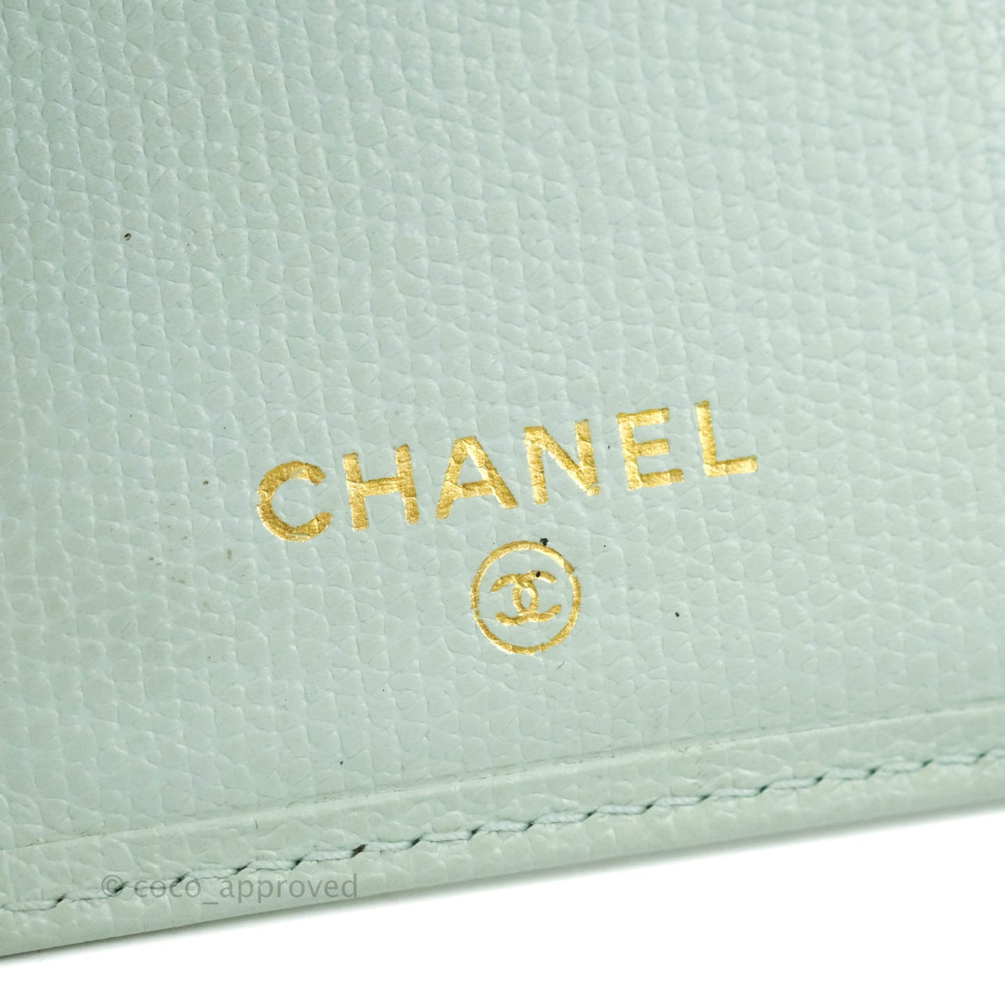 Chanel Card Holder Tiffany Blue Grained Leather