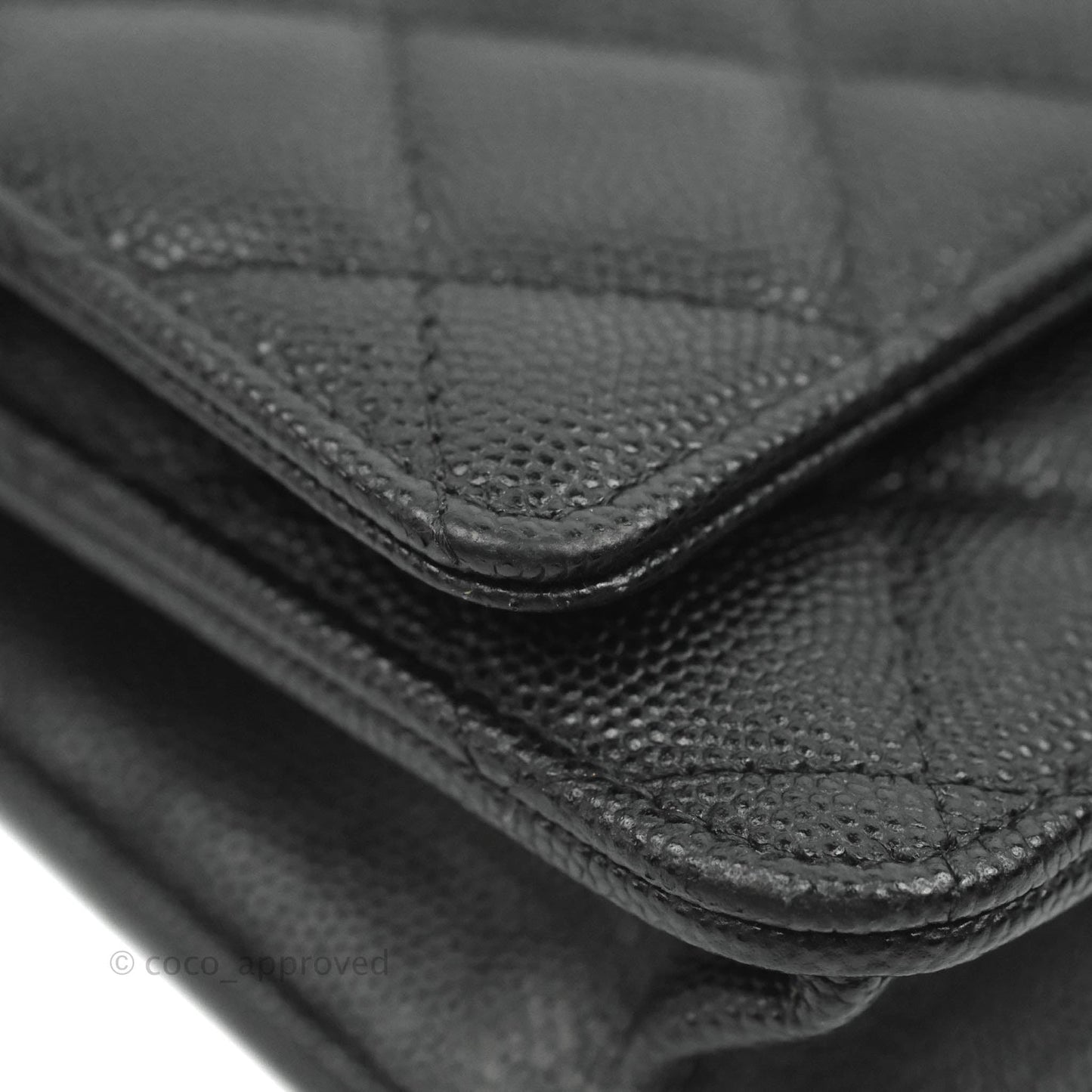 Chanel Quilted WOC Black Caviar Gold Hardware With Charms