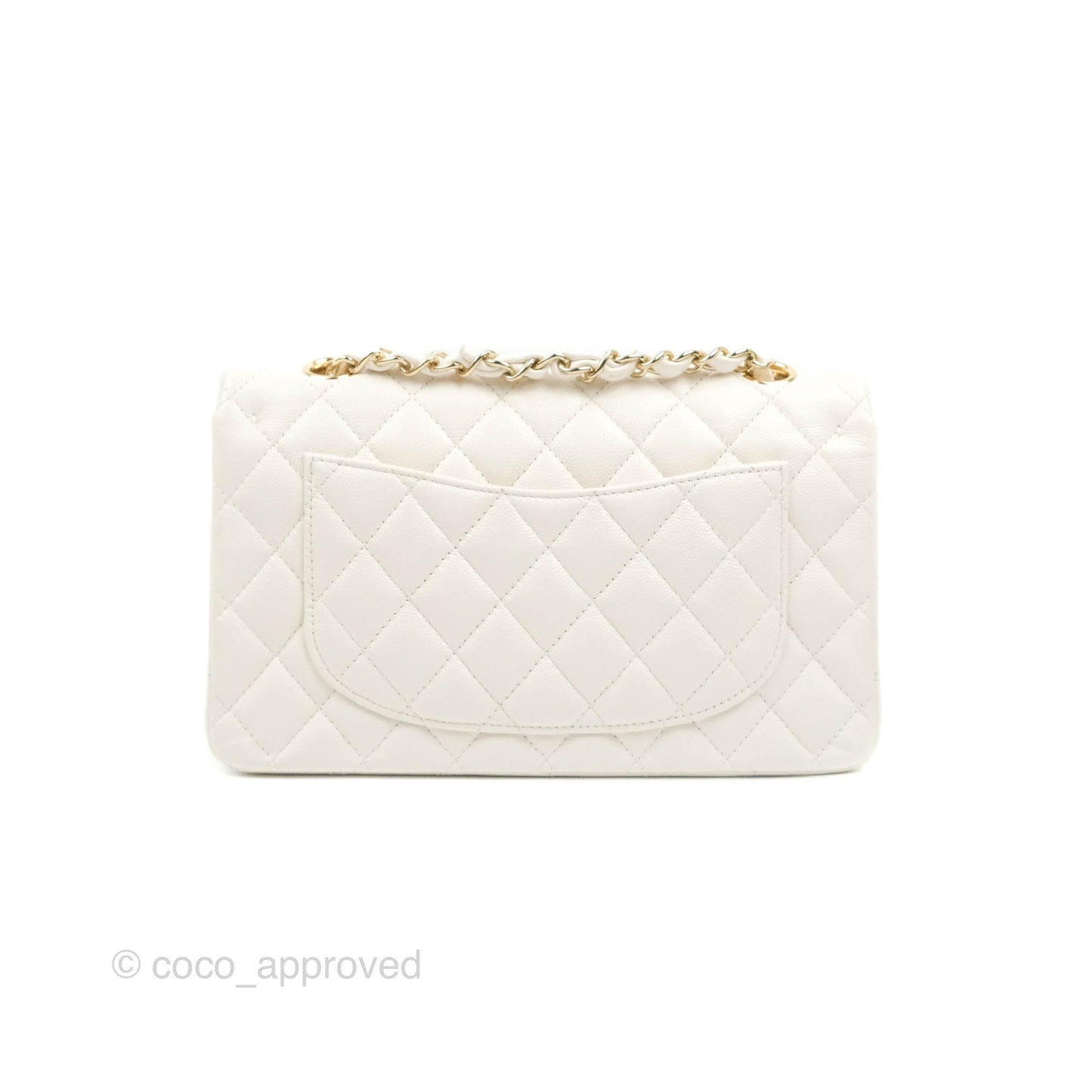 Chanel Classic Small S/M Flap White Caviar Gold Hardware 21S