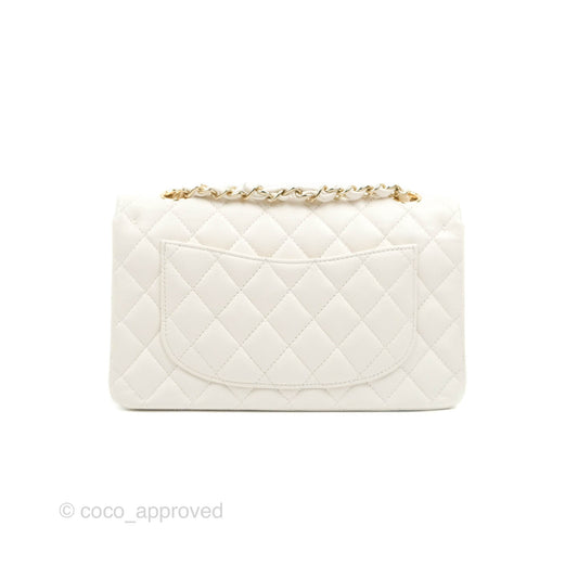 Chanel Classic Small S/M Flap White Caviar Gold Hardware 21S