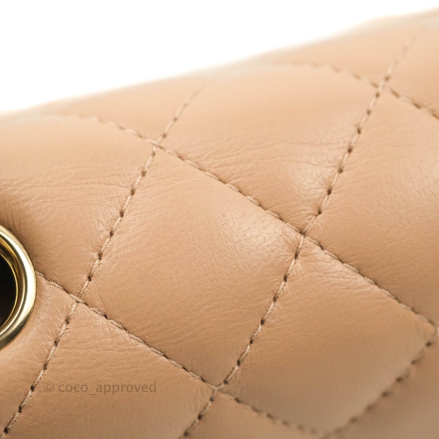 Chanel Mini Square Beige Lambskin Gold Hardware 21A