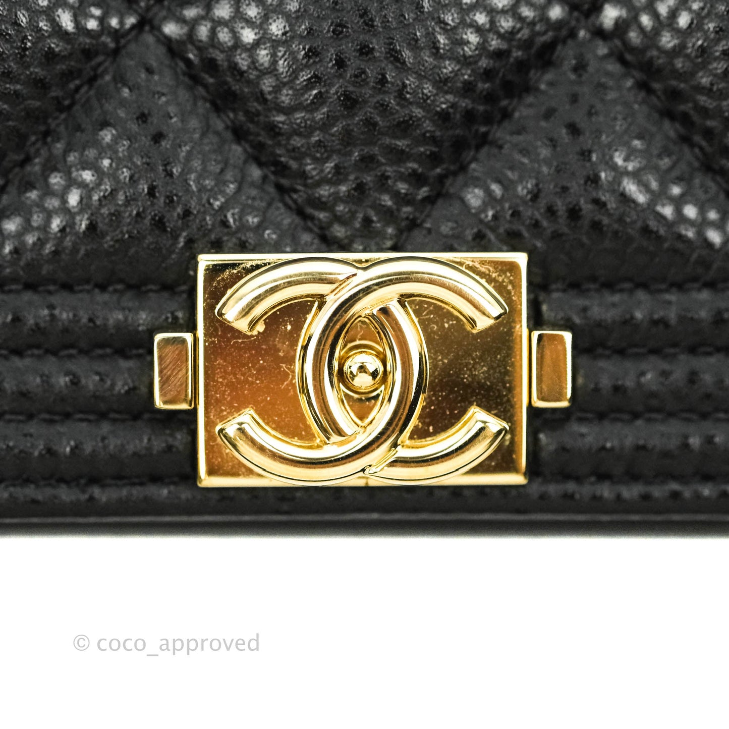 Chanel Quilted Boy Wallet on Chain WOC Black Caviar Gold Hardware
