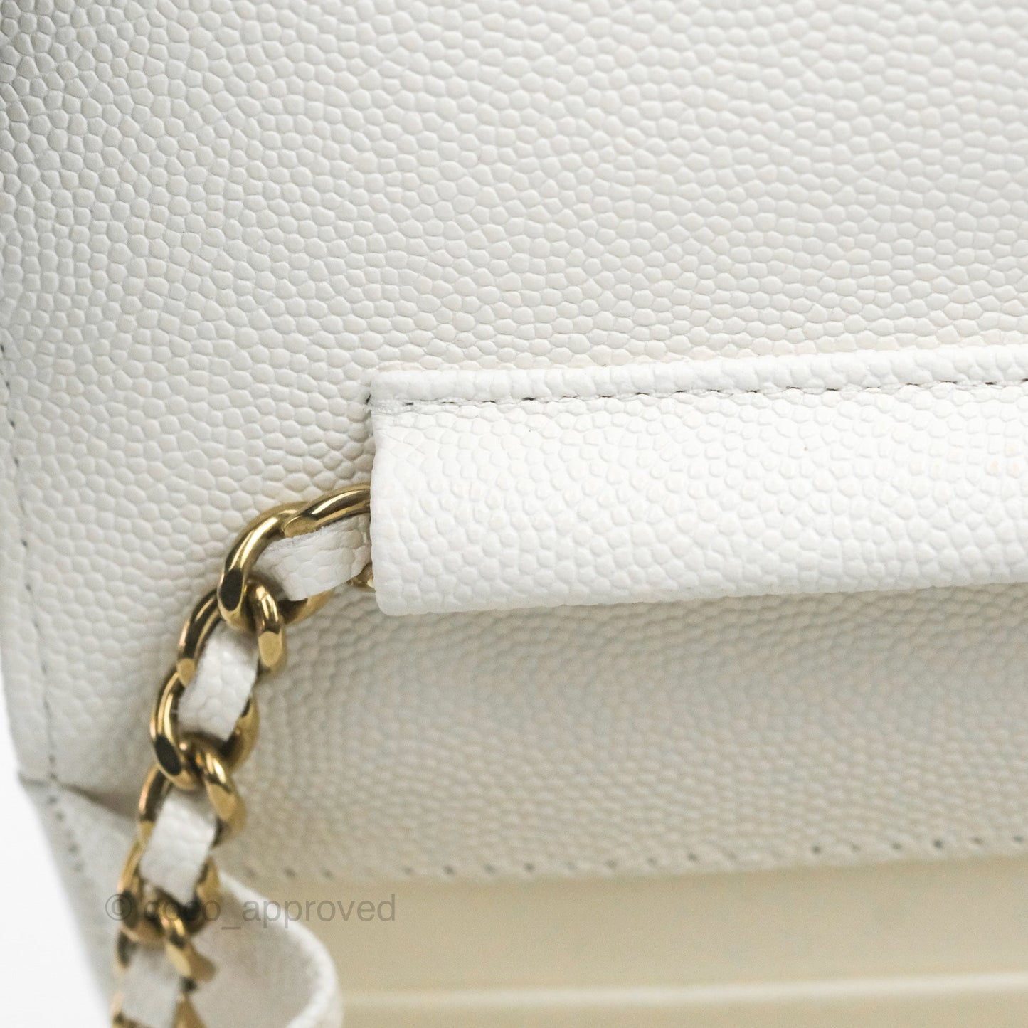 Chanel Quilted Classic Wallet on Chain WOC White Caviar Gold Hardware