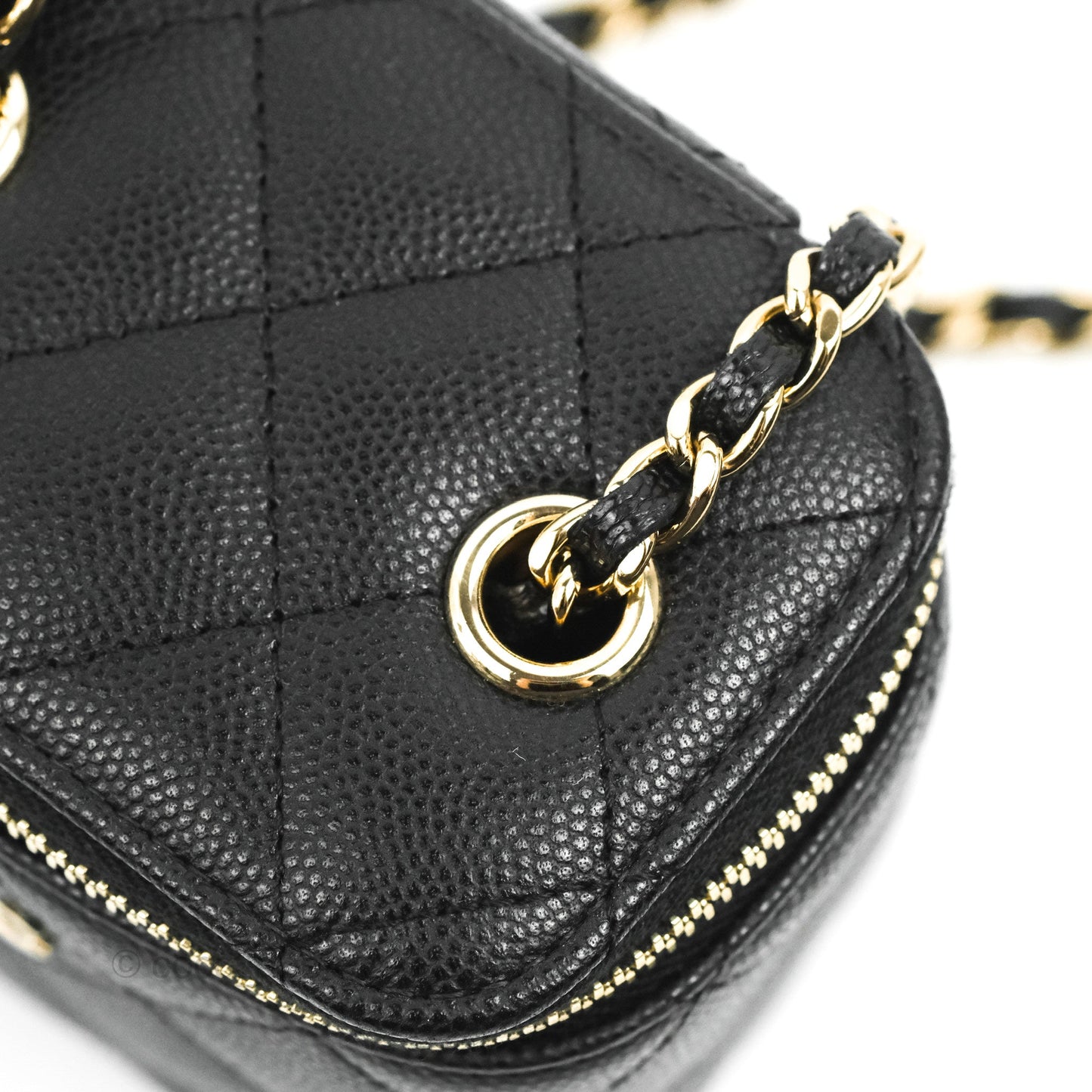 Chanel Mini Vanity With Chain Black Caviar Gold Hardware