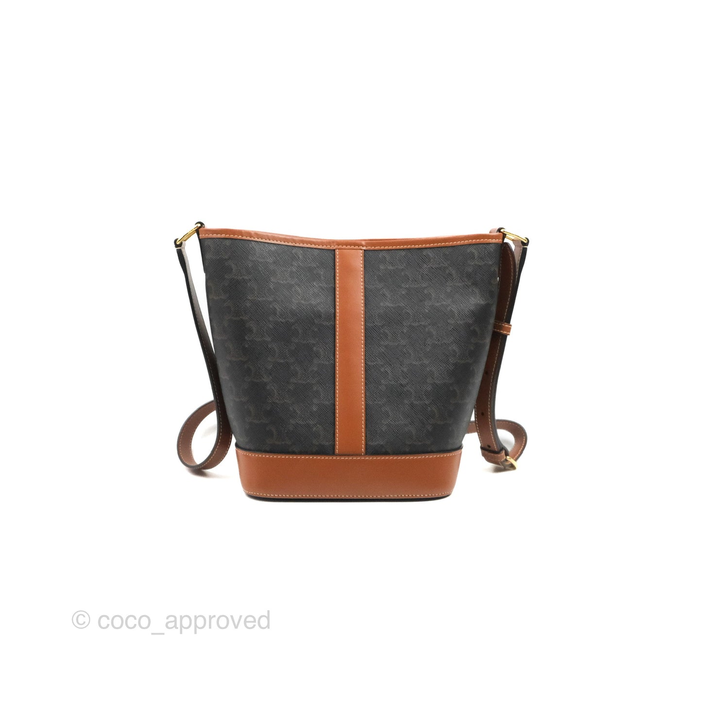 Celine Small Bucket Triomphe Canvas Tan Calfskin