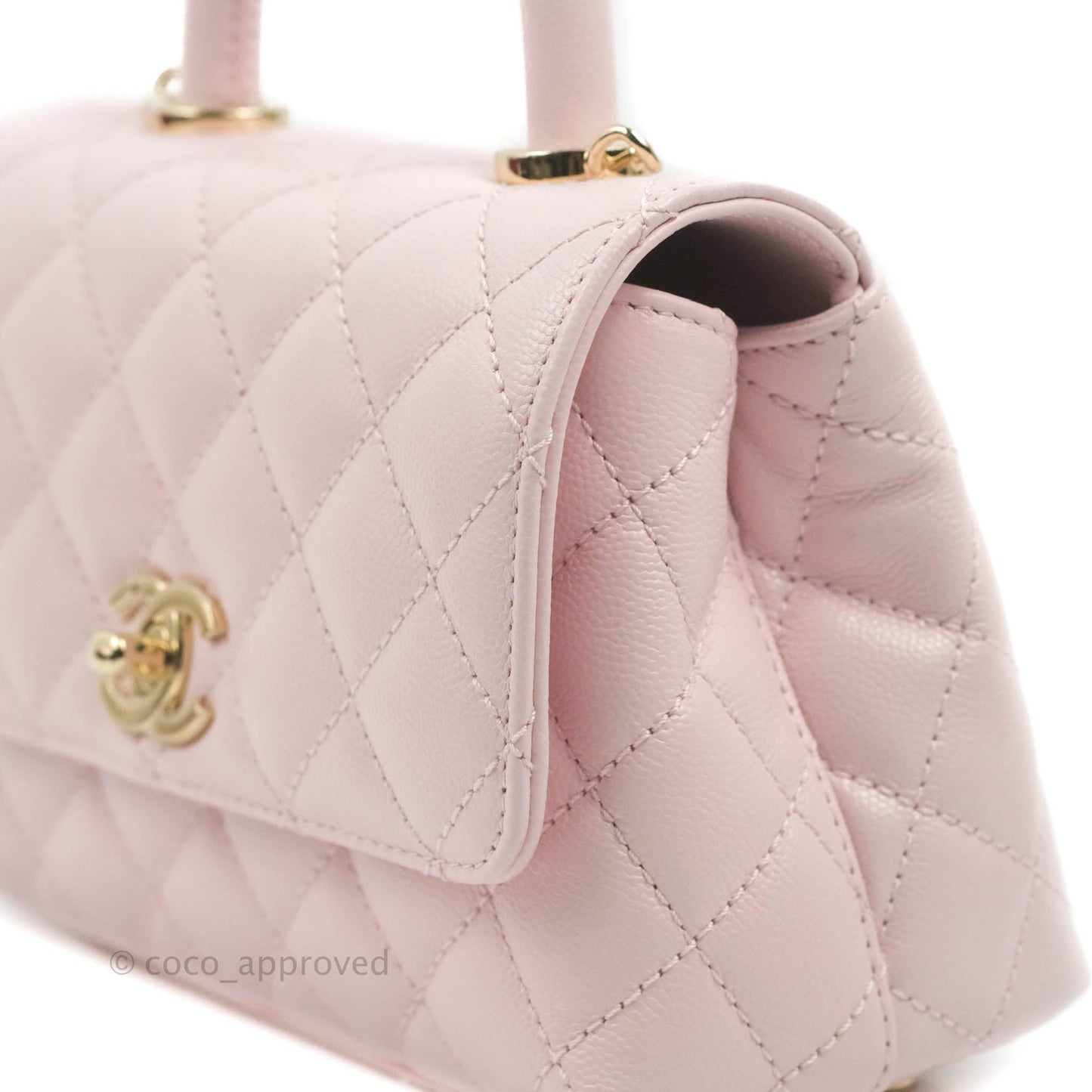 Chanel Mini Coco Handle Quilted Light Pink Caviar Gold Hardware