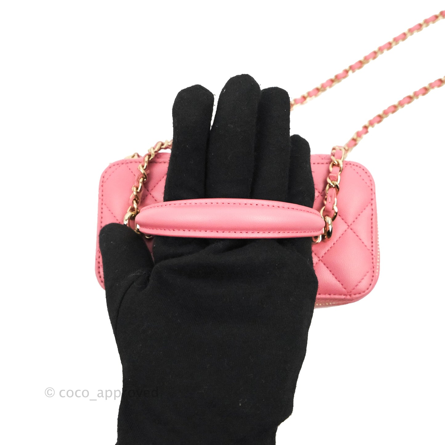 Chanel Vanity Rectangular Top Handle Pink Lambskin Gold Hardware