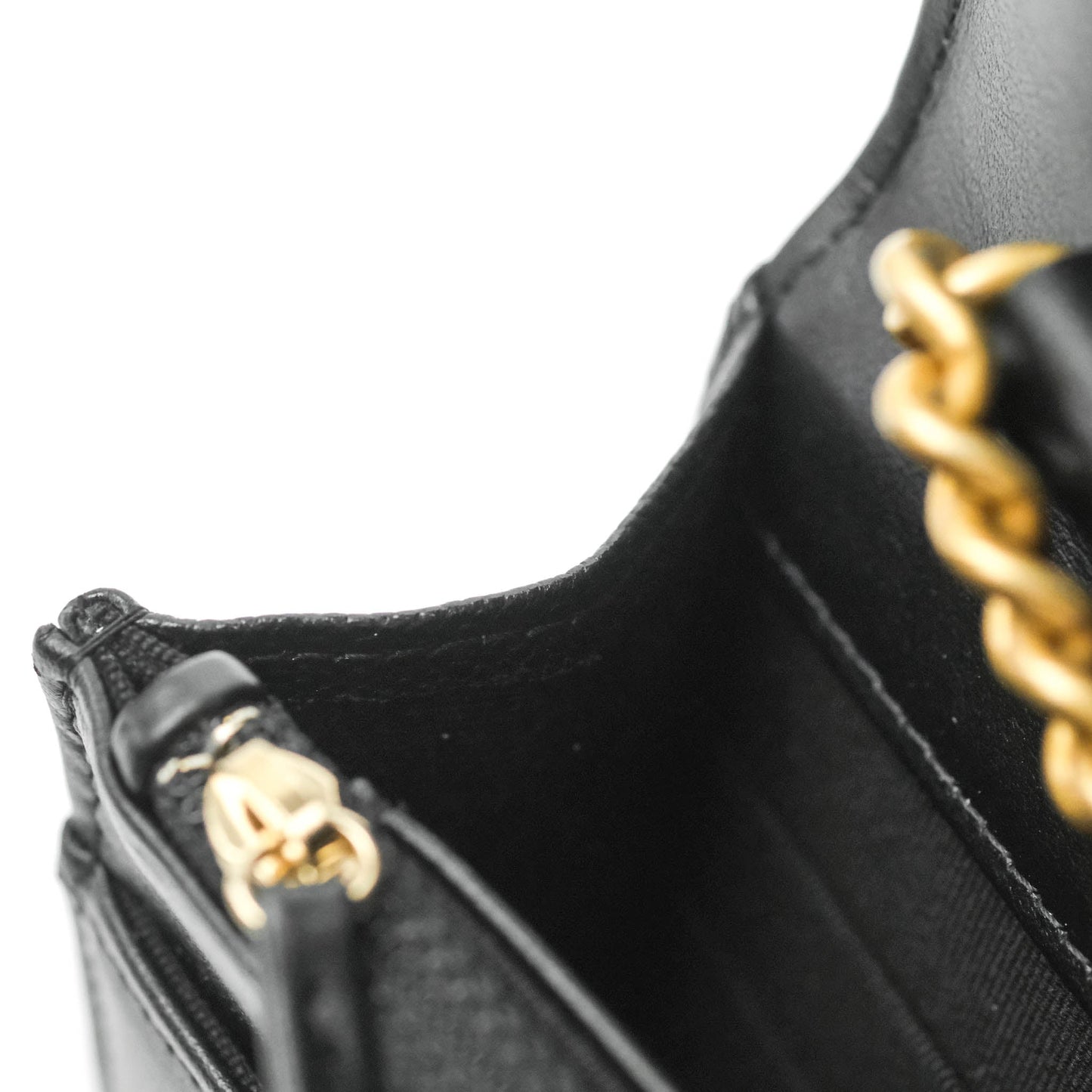 Chanel Quilted Boy Wallet on Chain WOC Black Caviar Aged Gold Hardware
