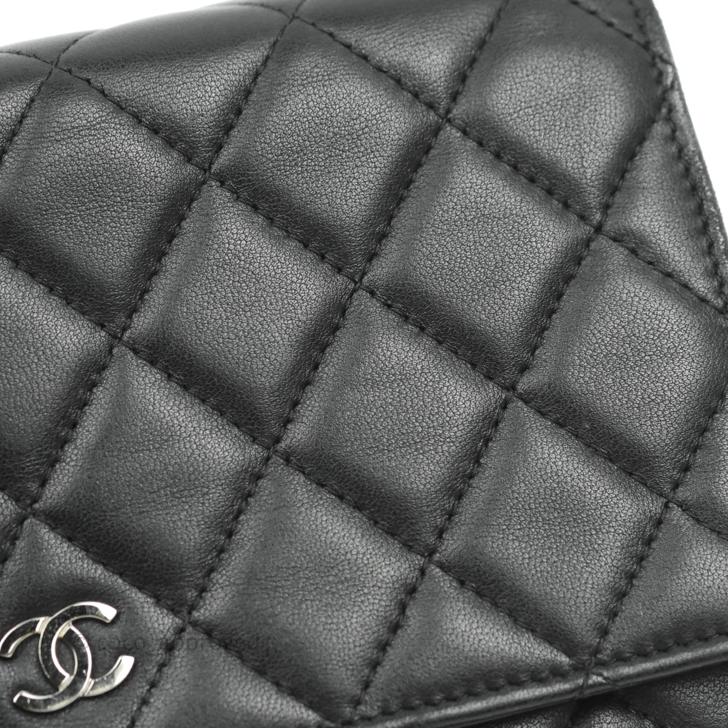 Chanel Classic Wallet On Chain Black Lambskin Silver Hardware