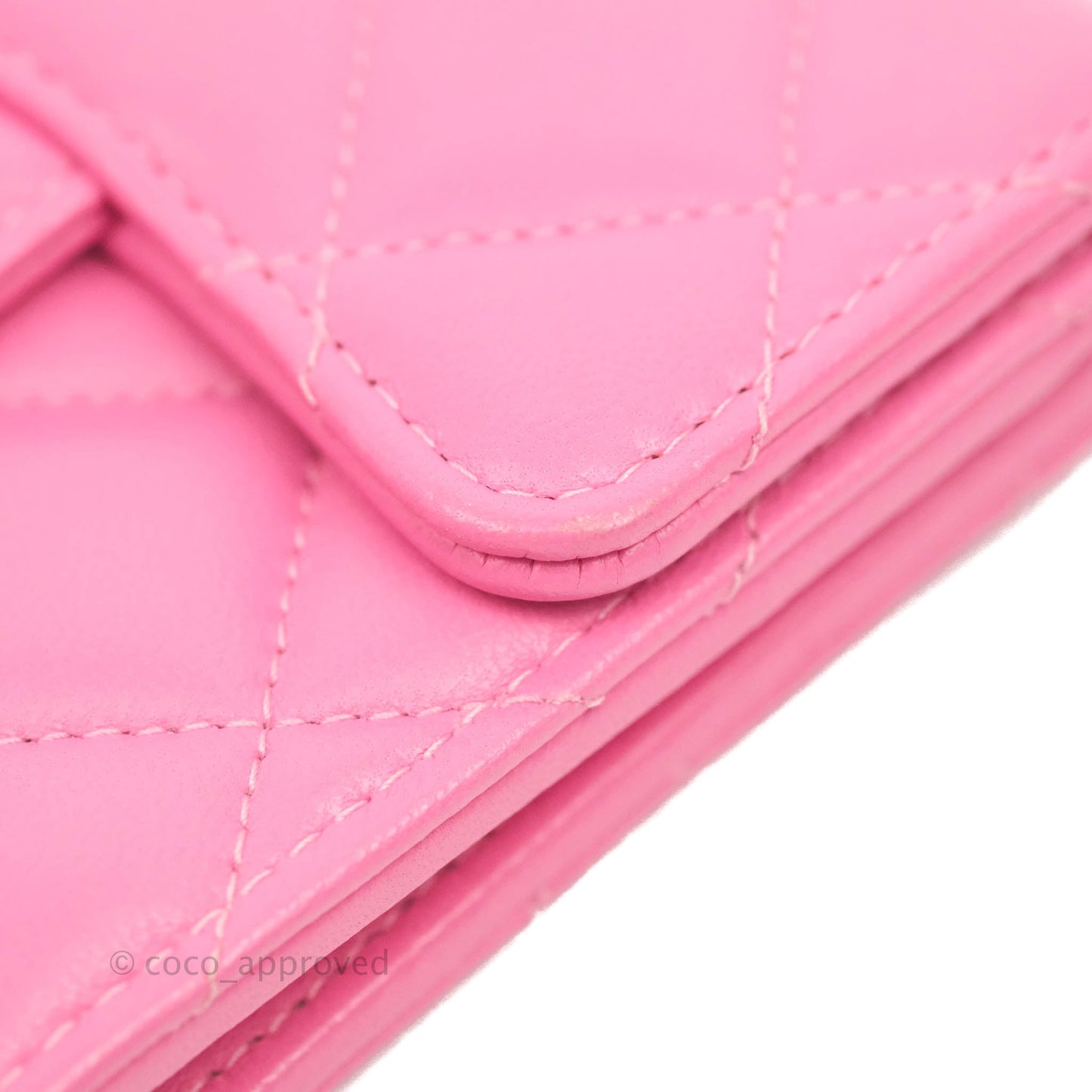 Chanel Classic Flap Wallet Pink Lambskin Silver Hardware