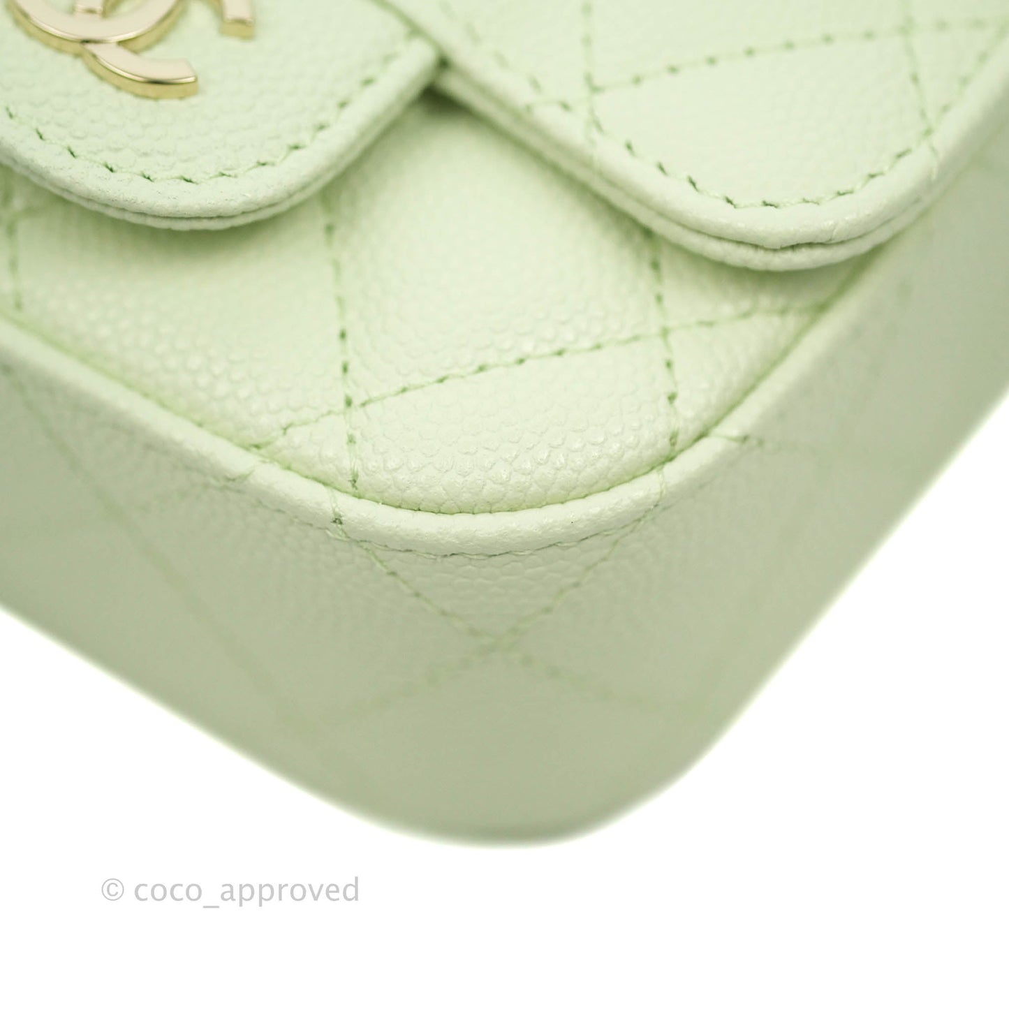 Chanel Classic Clutch With Chain Mint Green Gold Hardware