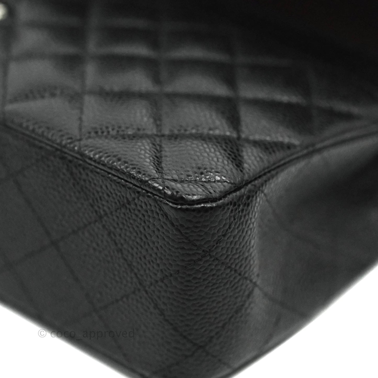 Chanel Classic M/L Medium Double Flap Bag Black Caviar Silver Hardware