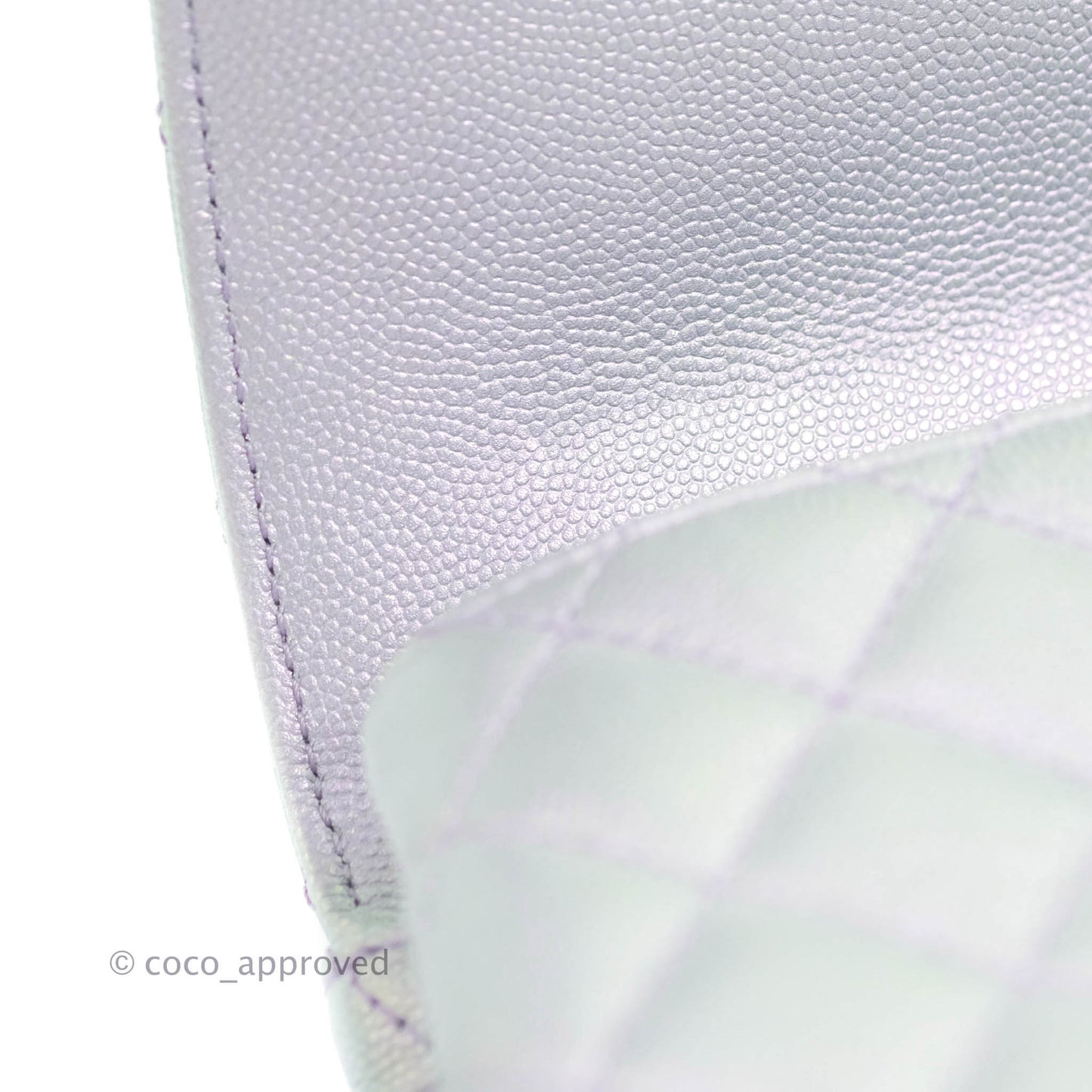 Chanel Mini Coco Handle Quilted Iridescent Lilac Caviar Rainbow Hardware