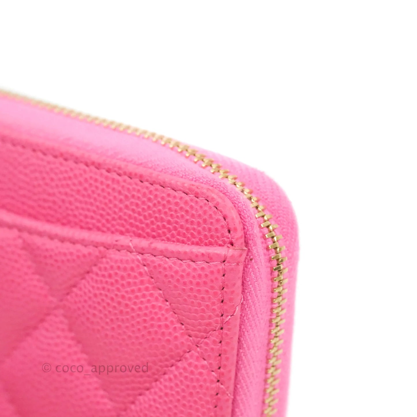 Chanel Classic Zipped Coin Purse Pink Caviar Gold Hardware