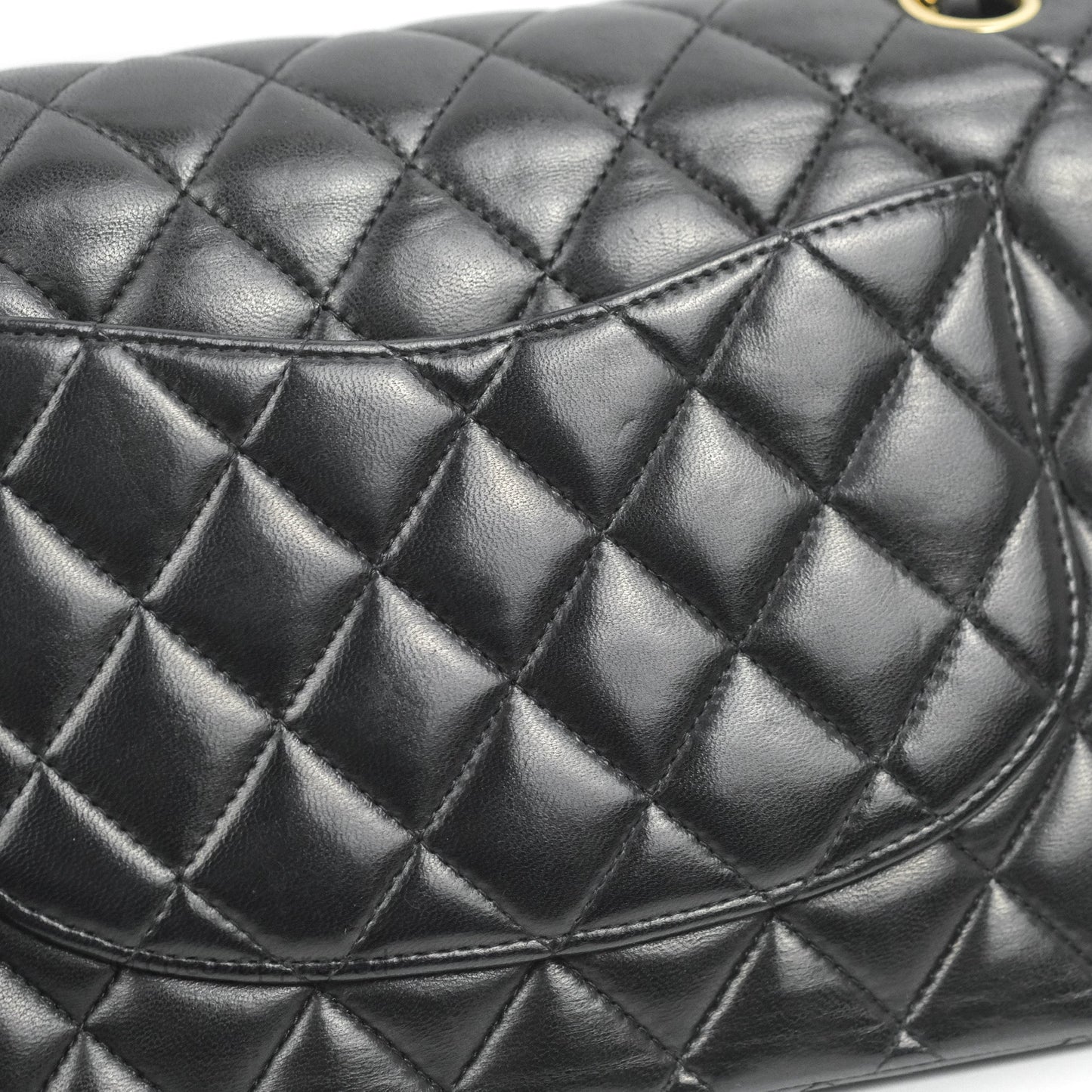 Chanel Classic M/L Medium Double Flap Black Lambskin Gold Hardware