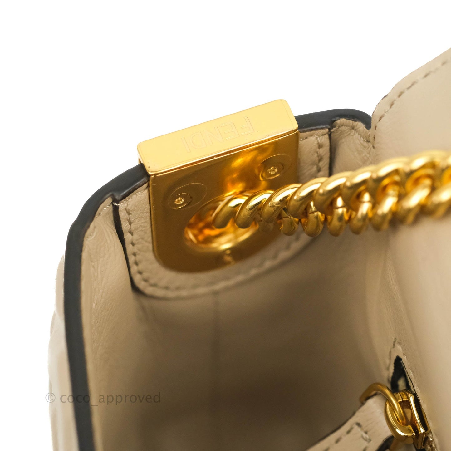 Fendi Baguette Chain Midi Light Grey Lambskin Bag