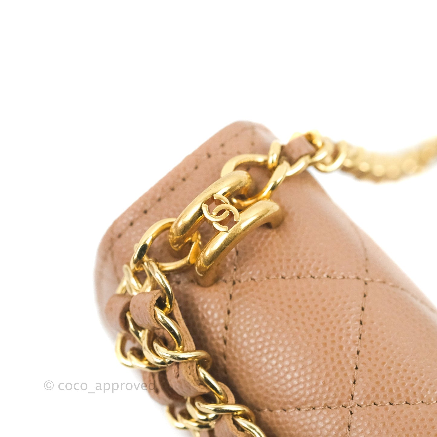 Chanel CC Chain Clutch with Chain Beige Caviar Gold Hardware