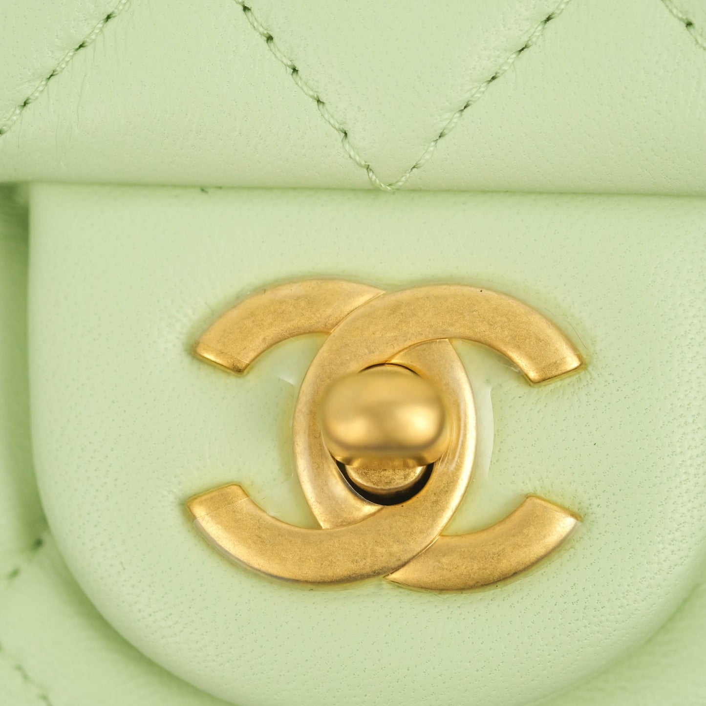 Chanel Mini Rectangular Pearl Crush Avocado Green Lambskin Aged Gold Hardware 22C