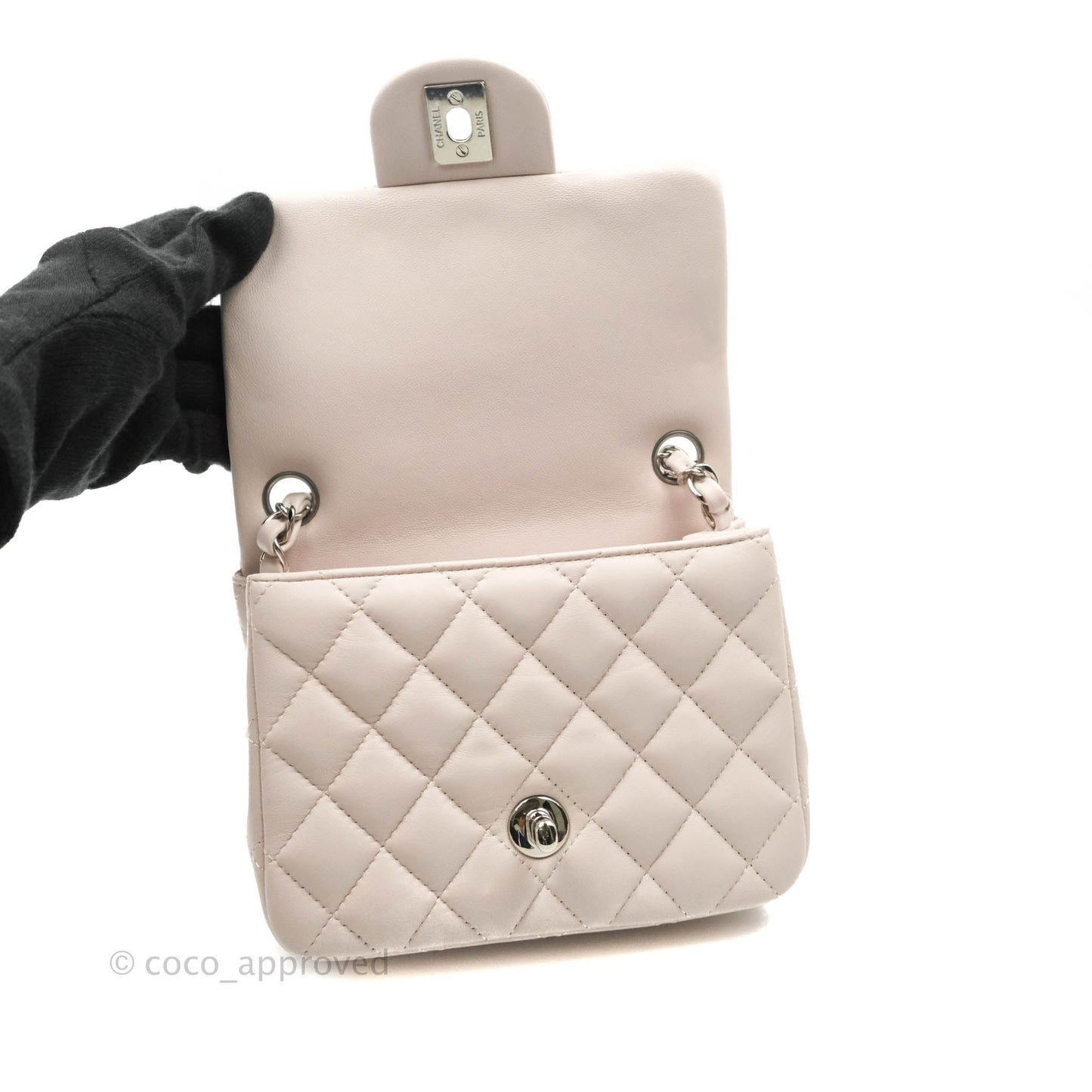 Chanel Mini Square Quilted Pale Lilac Silver Hardware