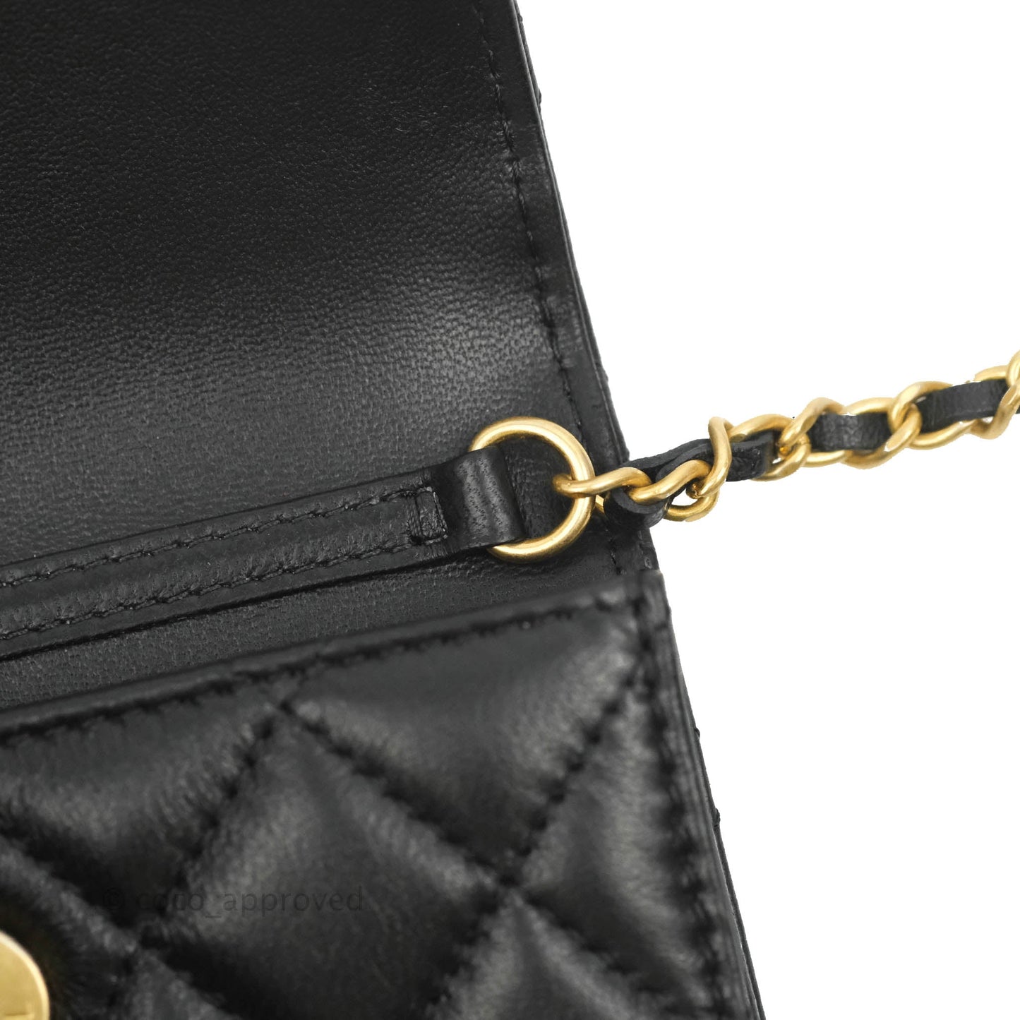 Chanel Mini Pearl Crush Clutch With Chain Belt Black Lambskin Aged Gold Hardware