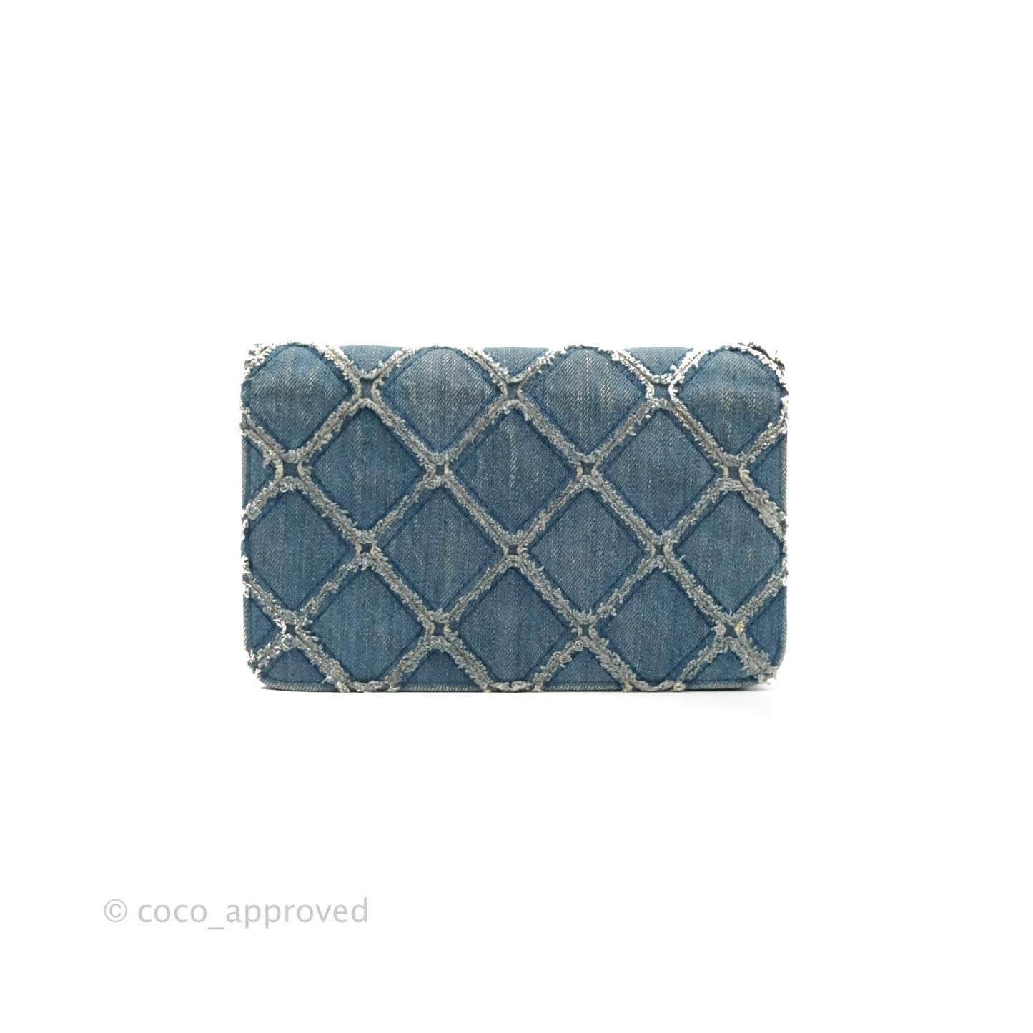 Chanel Quilted Wallet on Chain WOC Washed Denim Silver Hardware