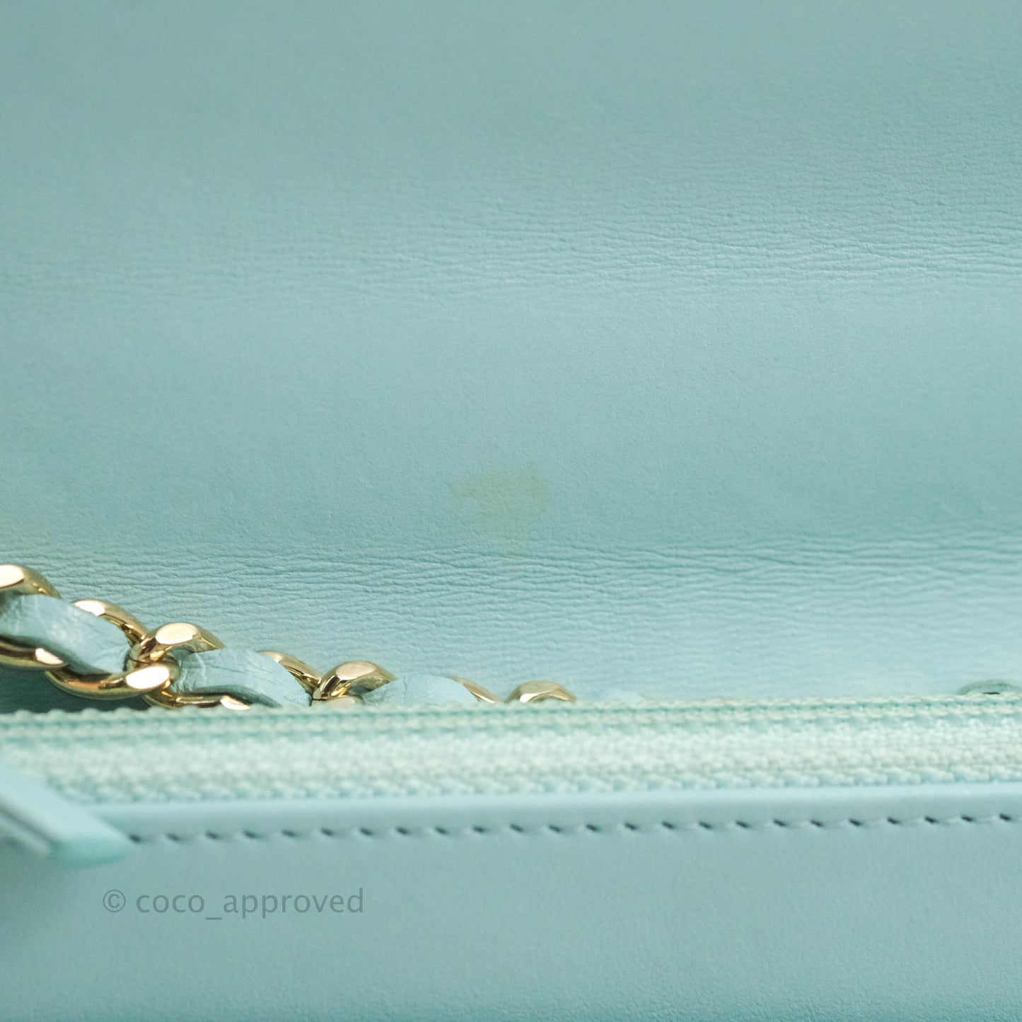Chanel Trendy CC Quilted Wallet on Chain WOC Tiffany Blue Lambskin Gold Hardware