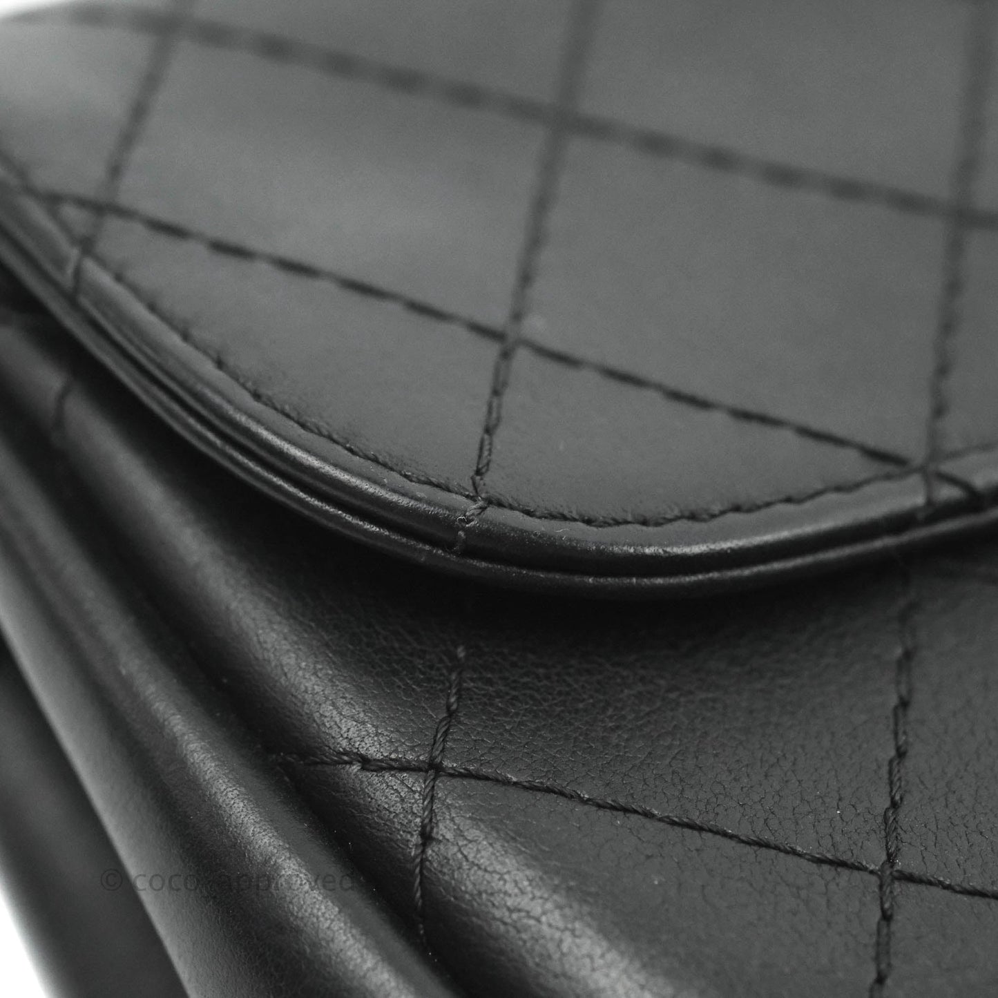 Chanel Flat Quilted Small Messenger Bag Black Calfskin Ruthenium Hardware