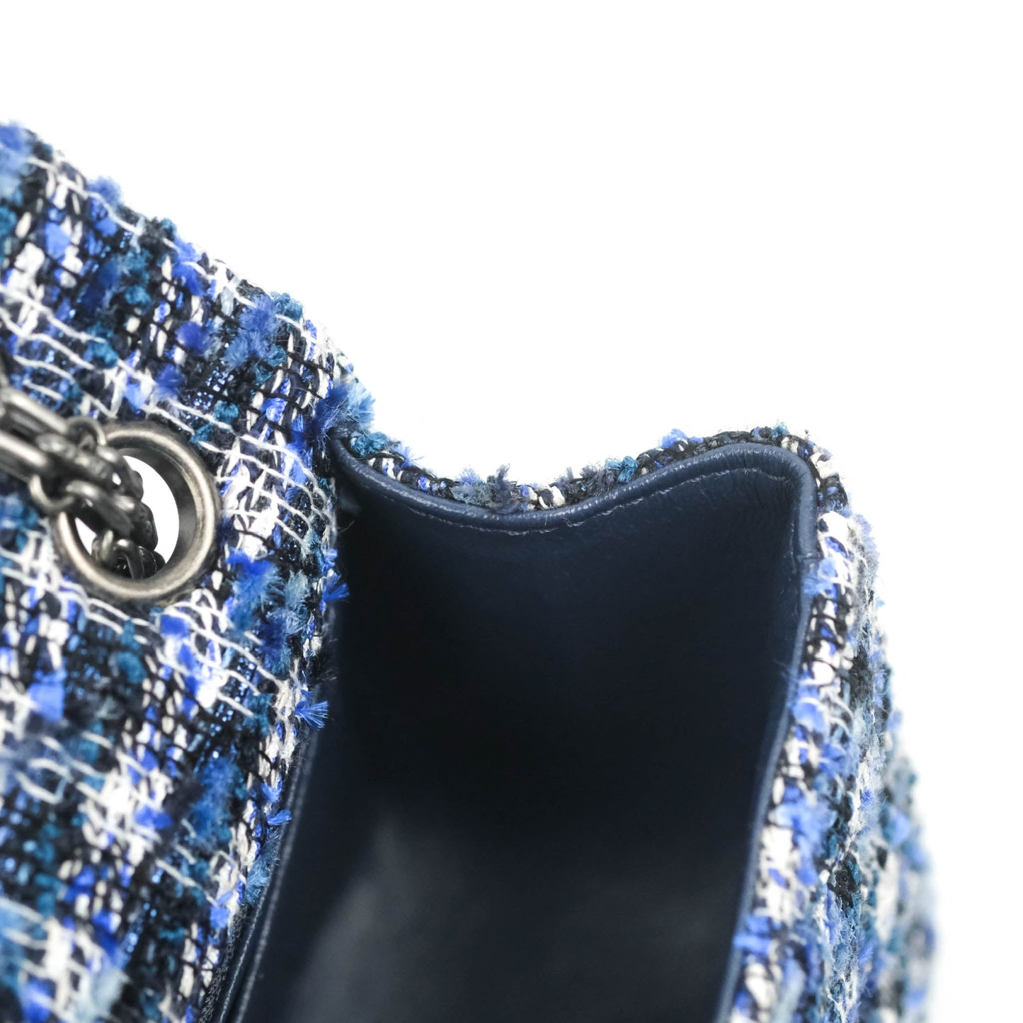Chanel Mini Reissue 224 Blue Tweed Ruthenium Hardware