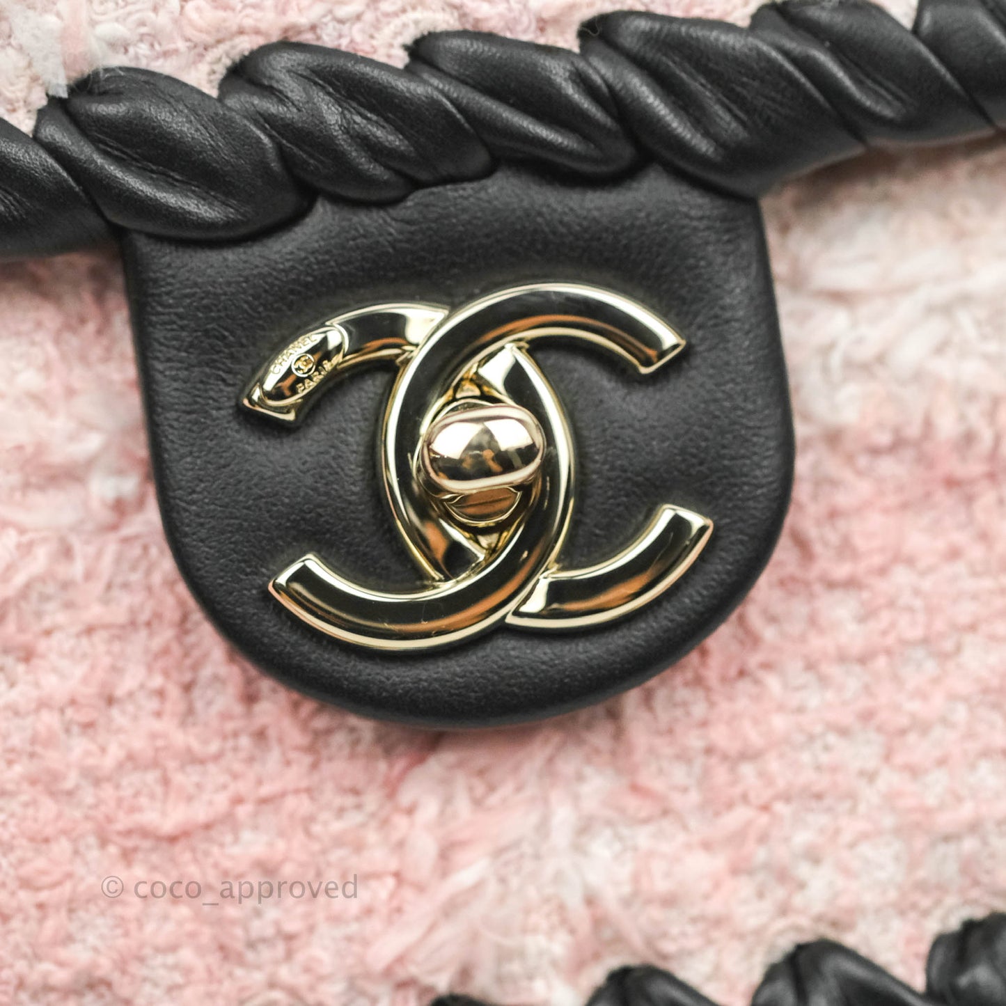 Chanel Mini My Own Frame Flap Pink White Tweed Braided Calfskin 22S