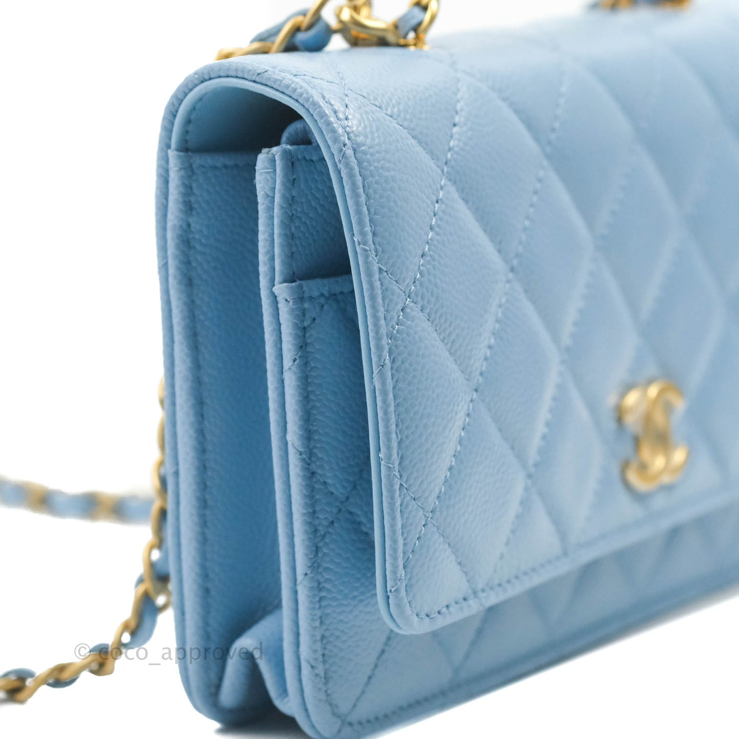 Chanel Top Handle Pick Me Up Wallet On Chain WOC Blue Caviar Gold Hardware 22S